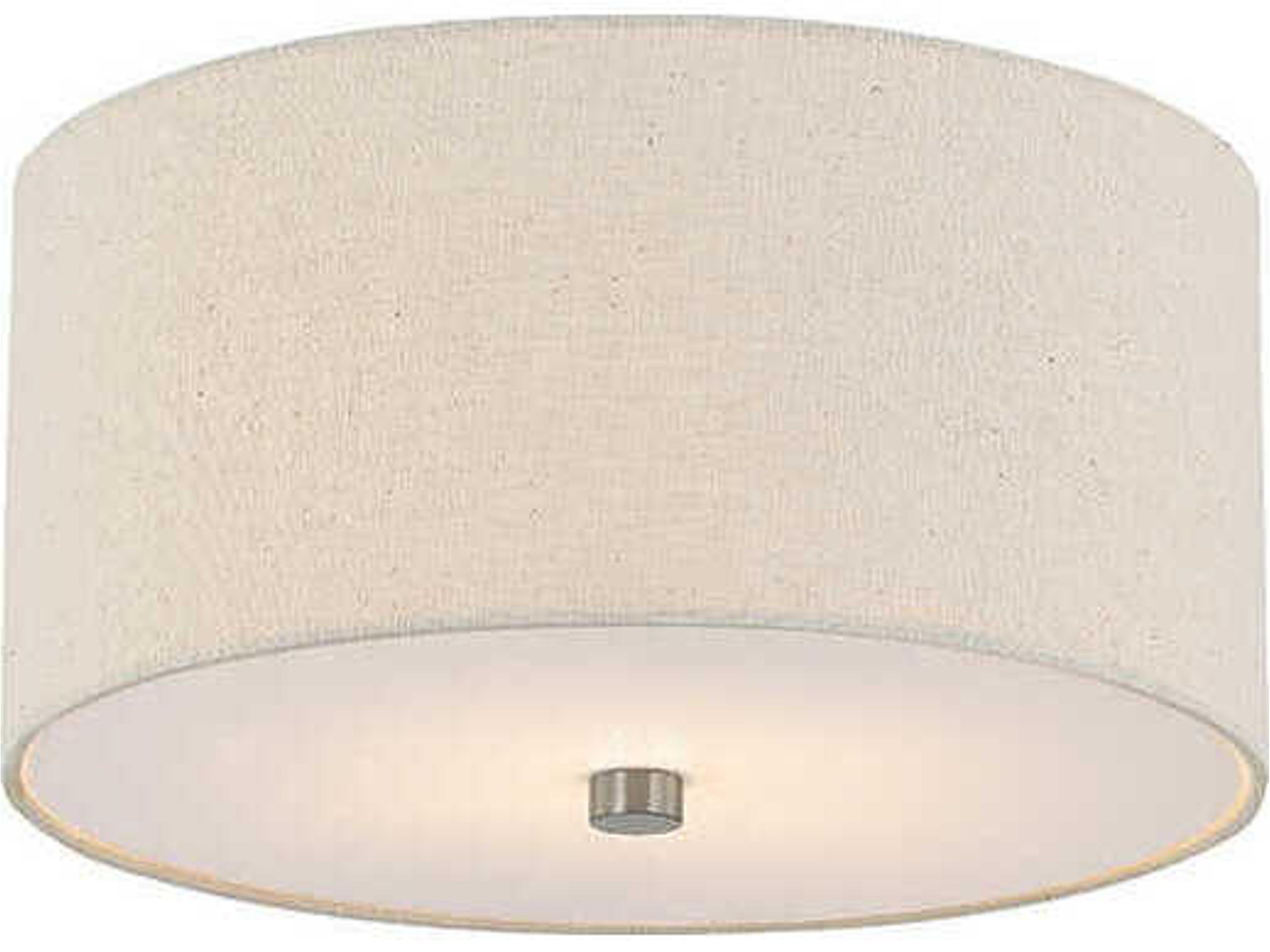 Justice Design Group Textile Classic 2-Light Off White Drum Flush Mount