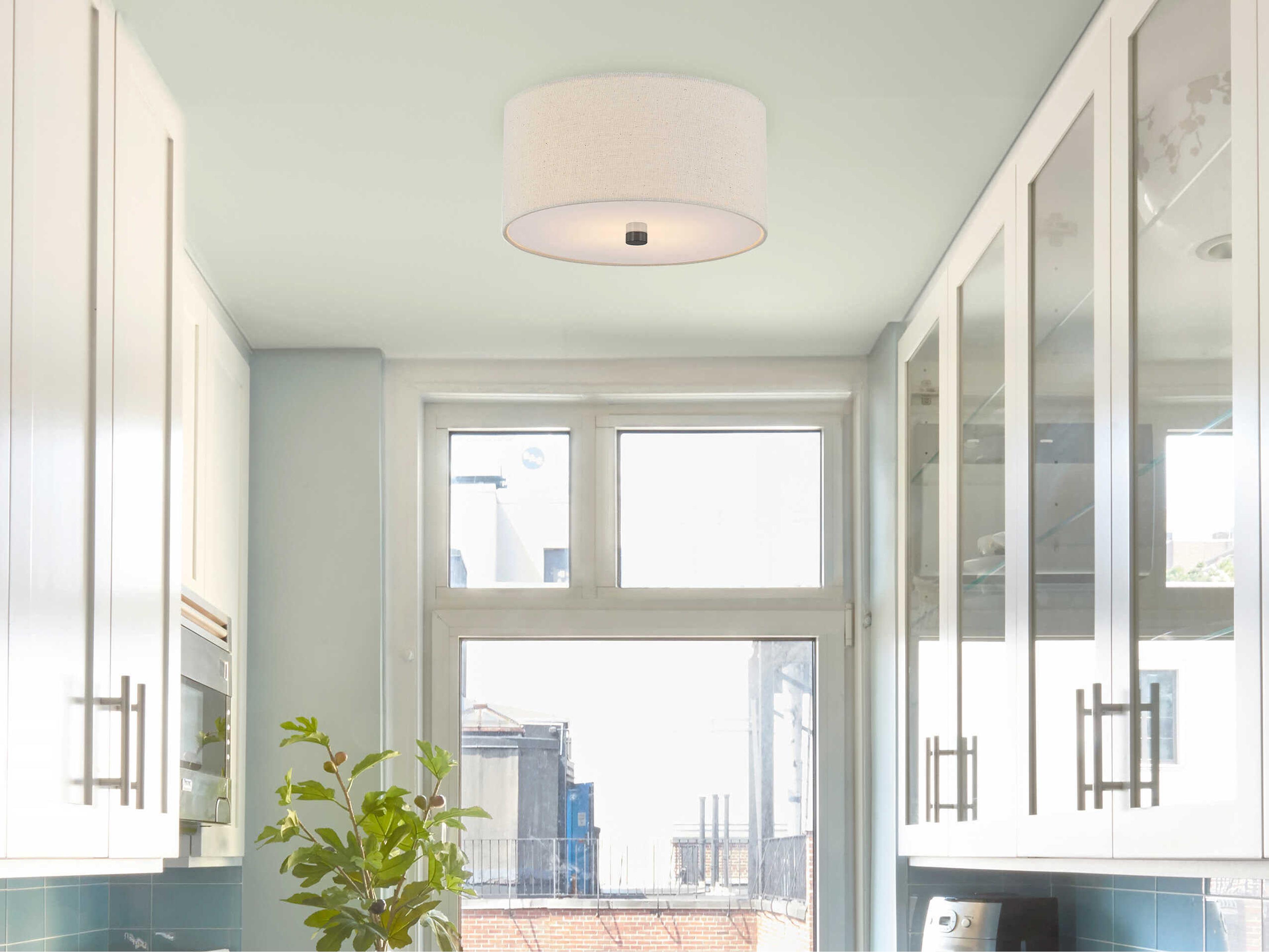 Justice Design Group Textile Classic 2-Light Off White Drum Flush Mount