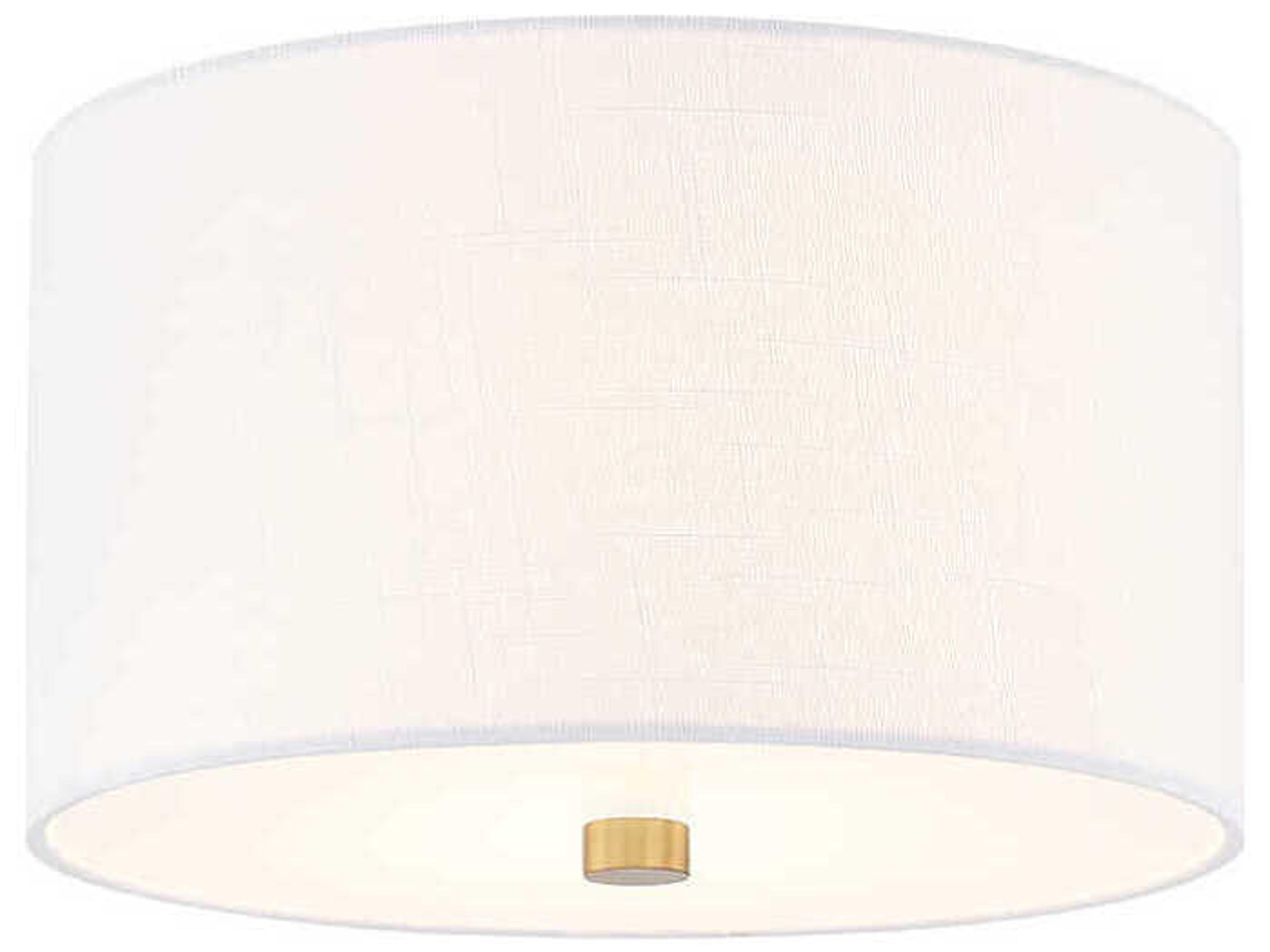 Textile Classic 2-Light White Drum Flush Mount