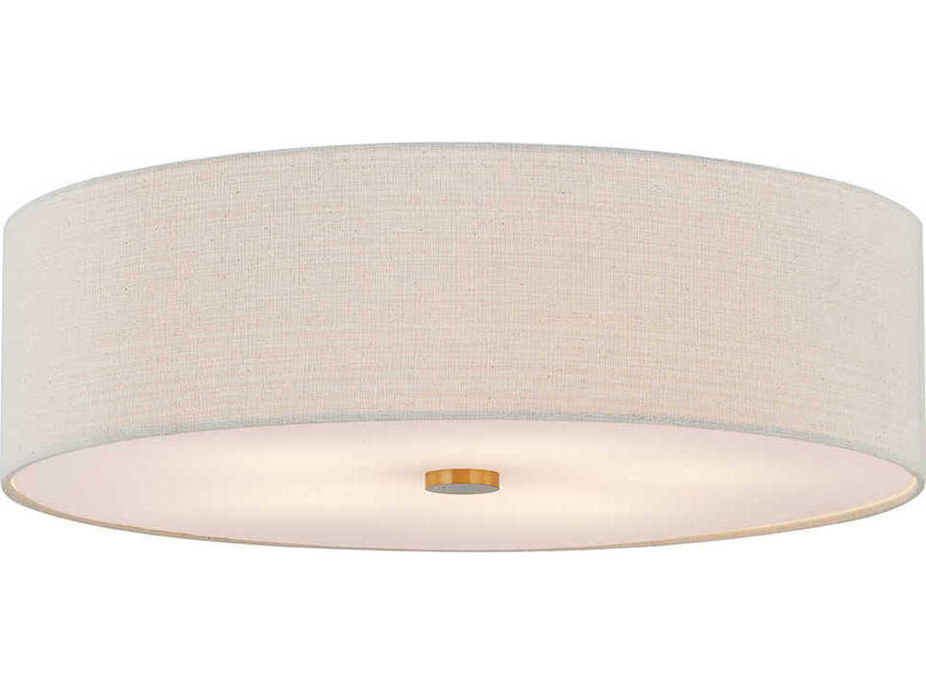 Textile Classic 6-Light Off White Drum Flush Mount