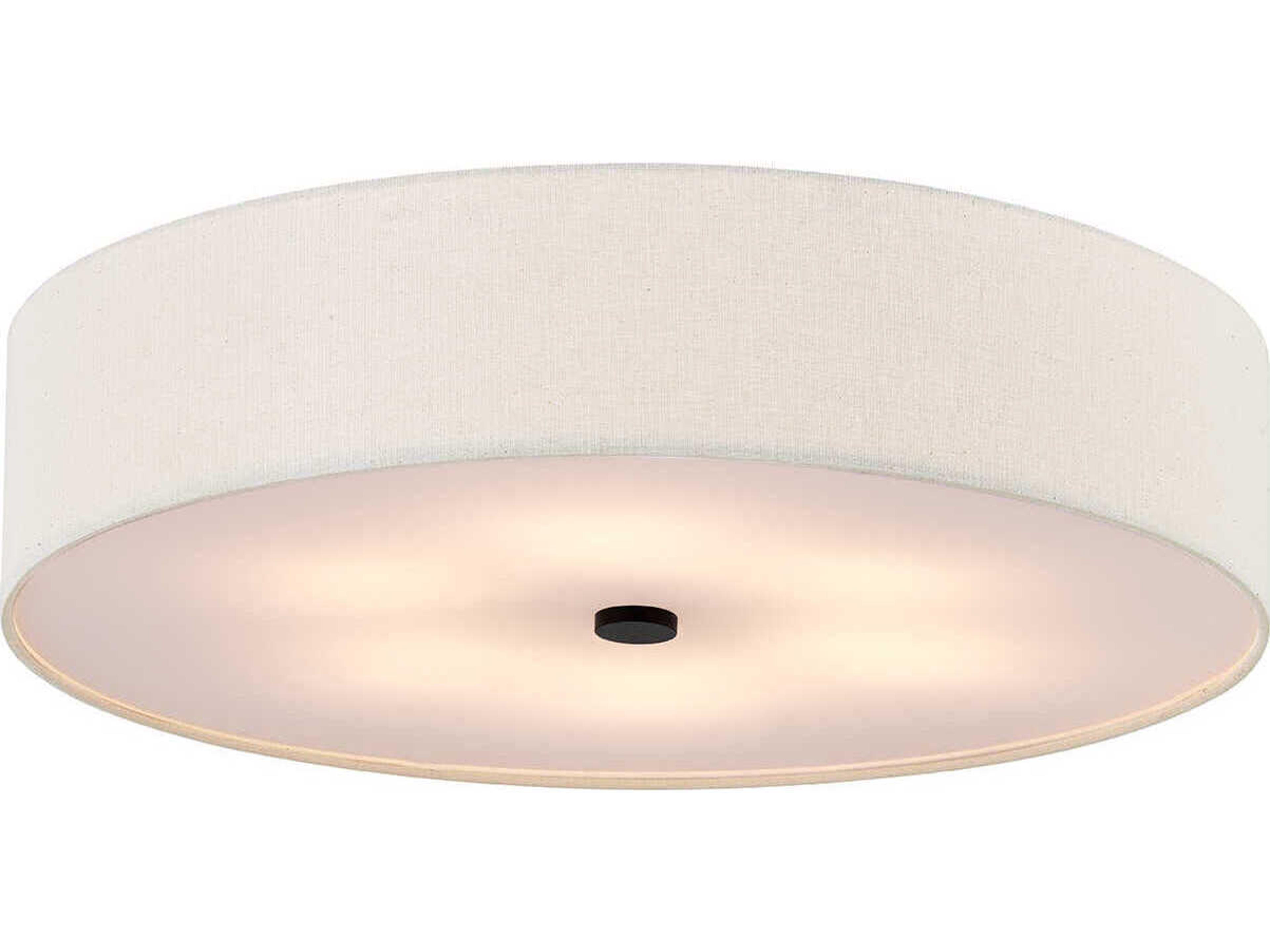 Justice Design Group Textile Classic 6-Light Off White Drum Flush Mount
