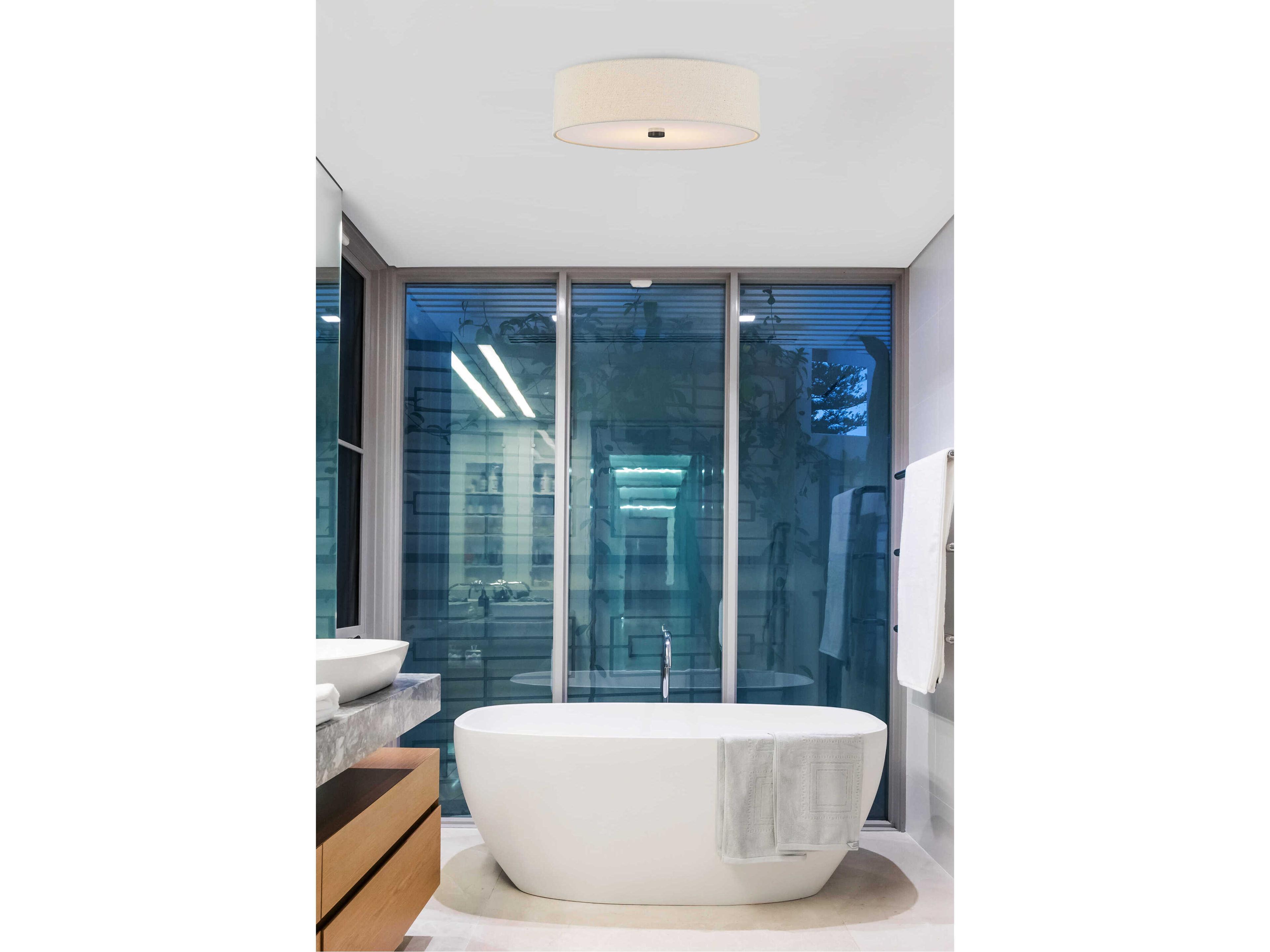 Justice Design Group Textile Classic 6-Light Off White Drum Flush Mount