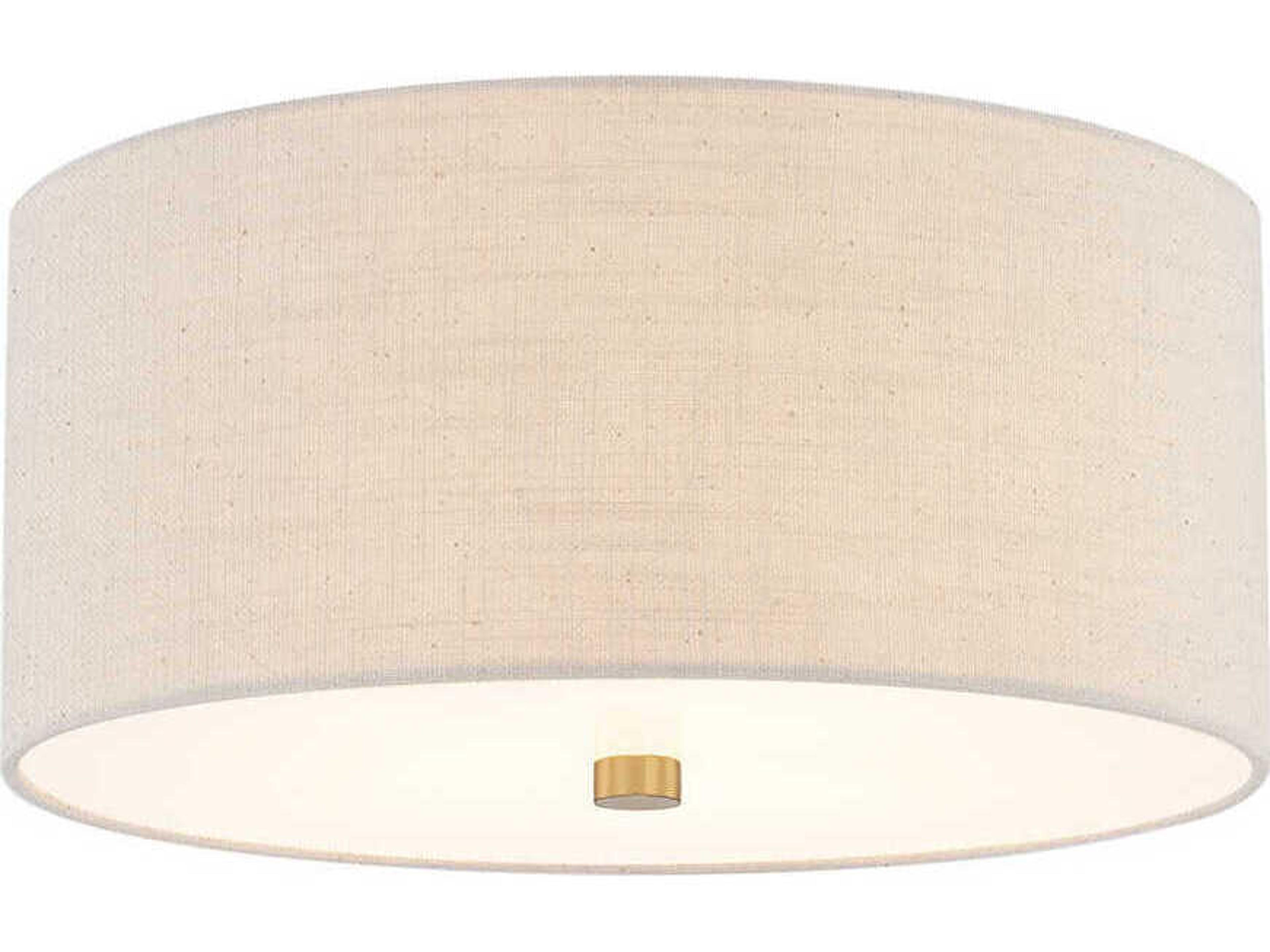 Textile Classic 3-Light Off White Drum Flush Mount