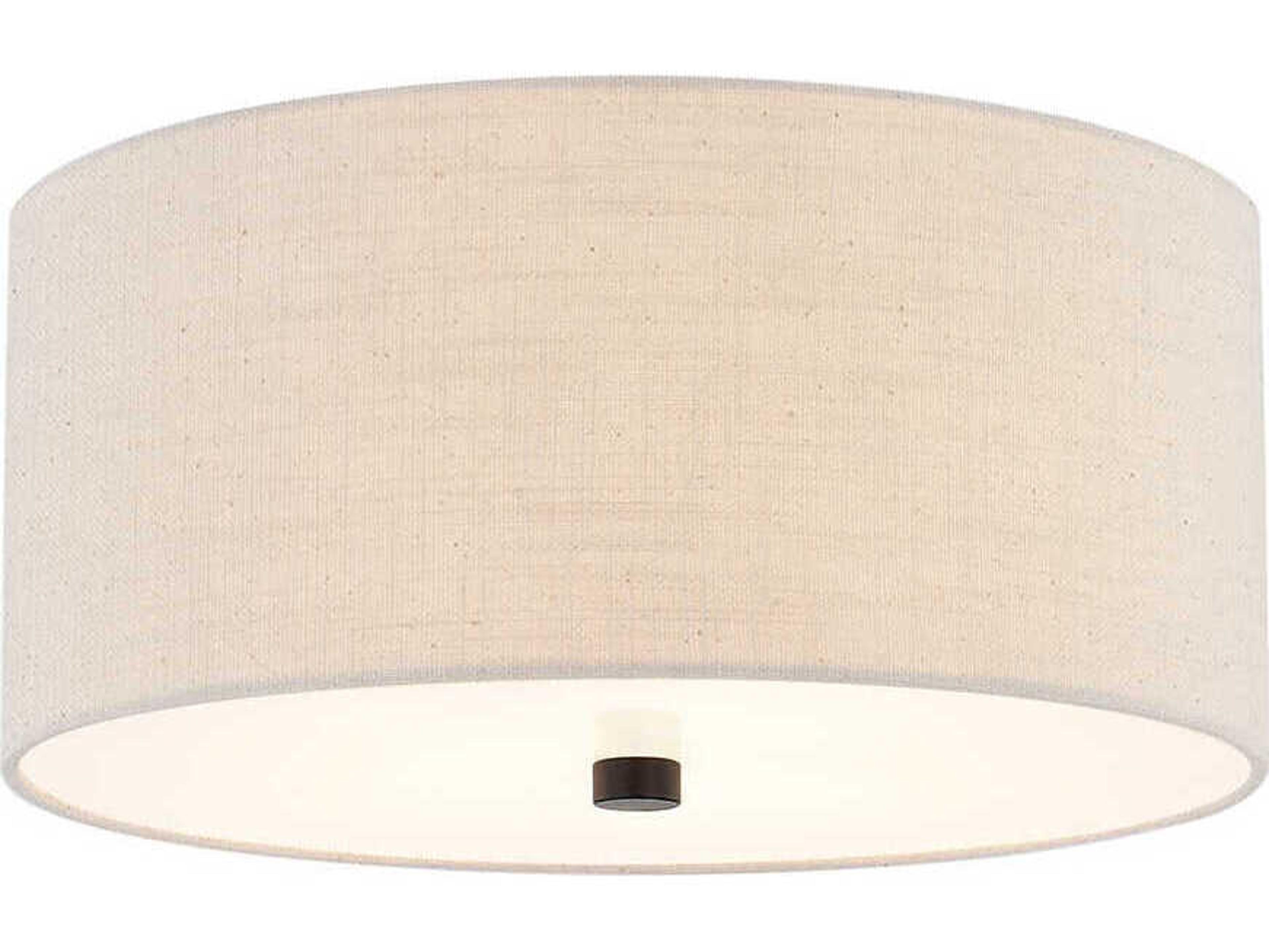 Justice Design Group Textile Classic 3-Light Off White Drum Flush Mount