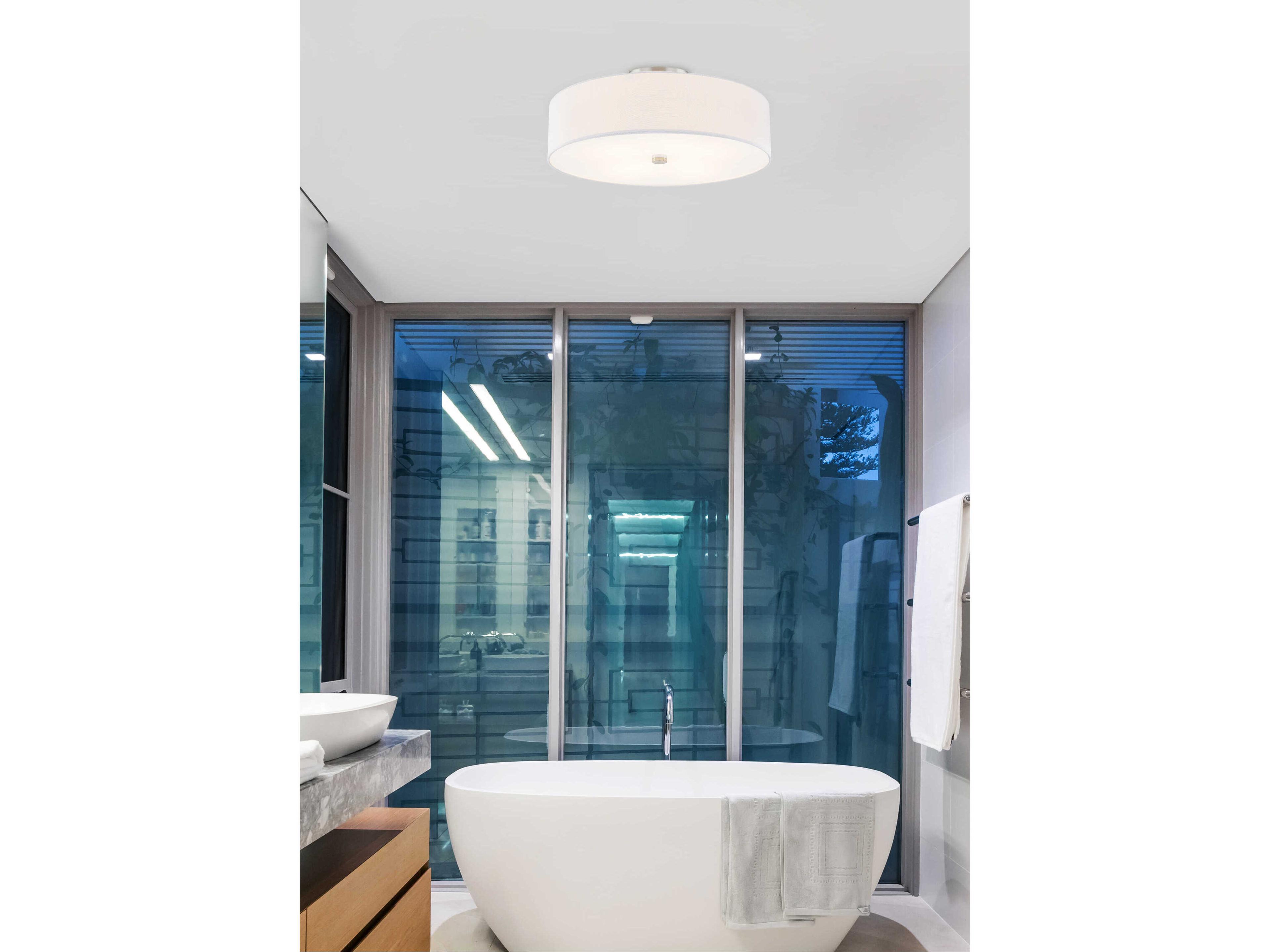 Justice Design Group Textile Classic 6-Light Nickel Off White Drum Semi Flush Mount