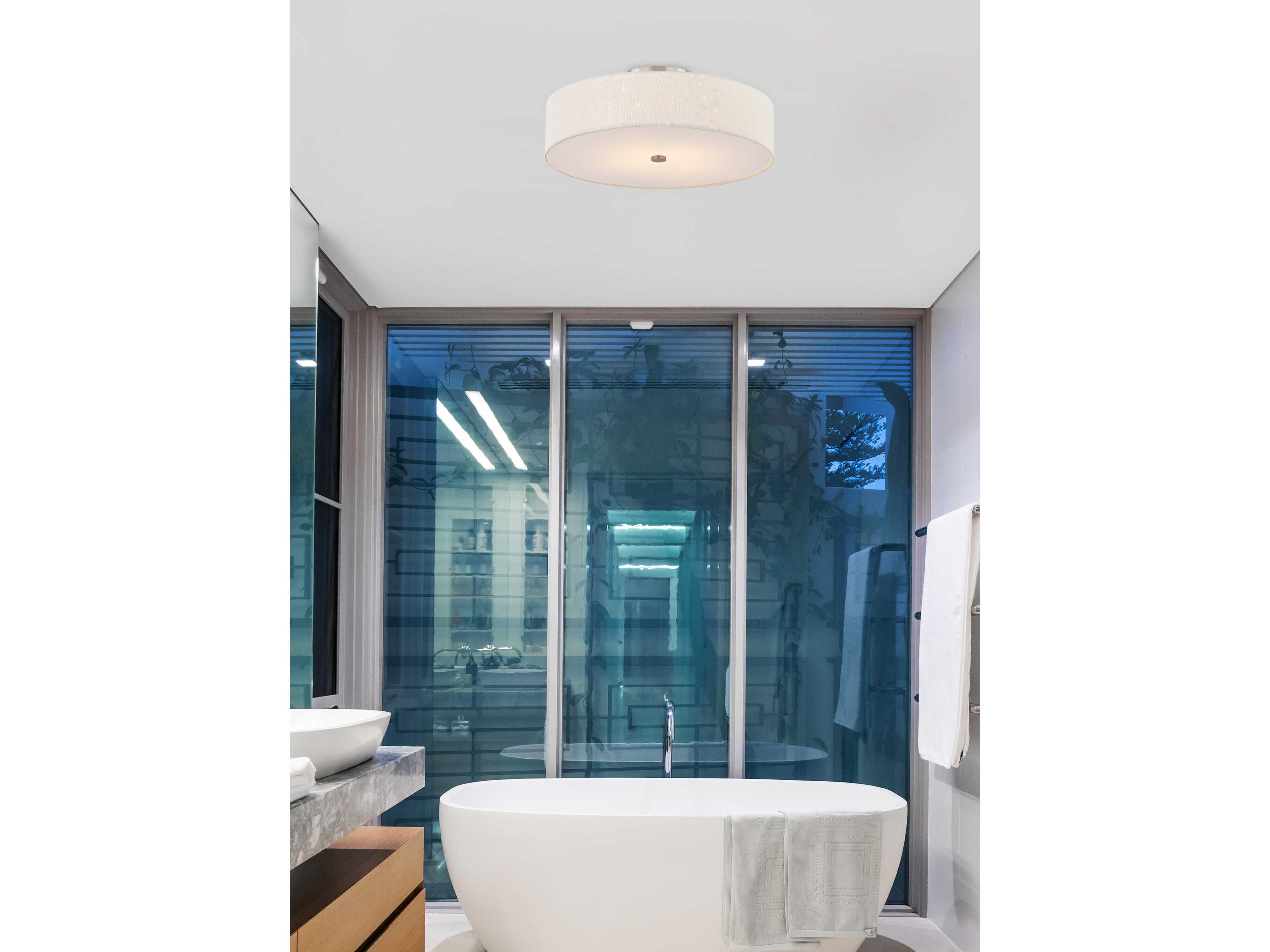 Justice Design Group Textile Classic 6-Light Nickel White Drum Semi Flush Mount