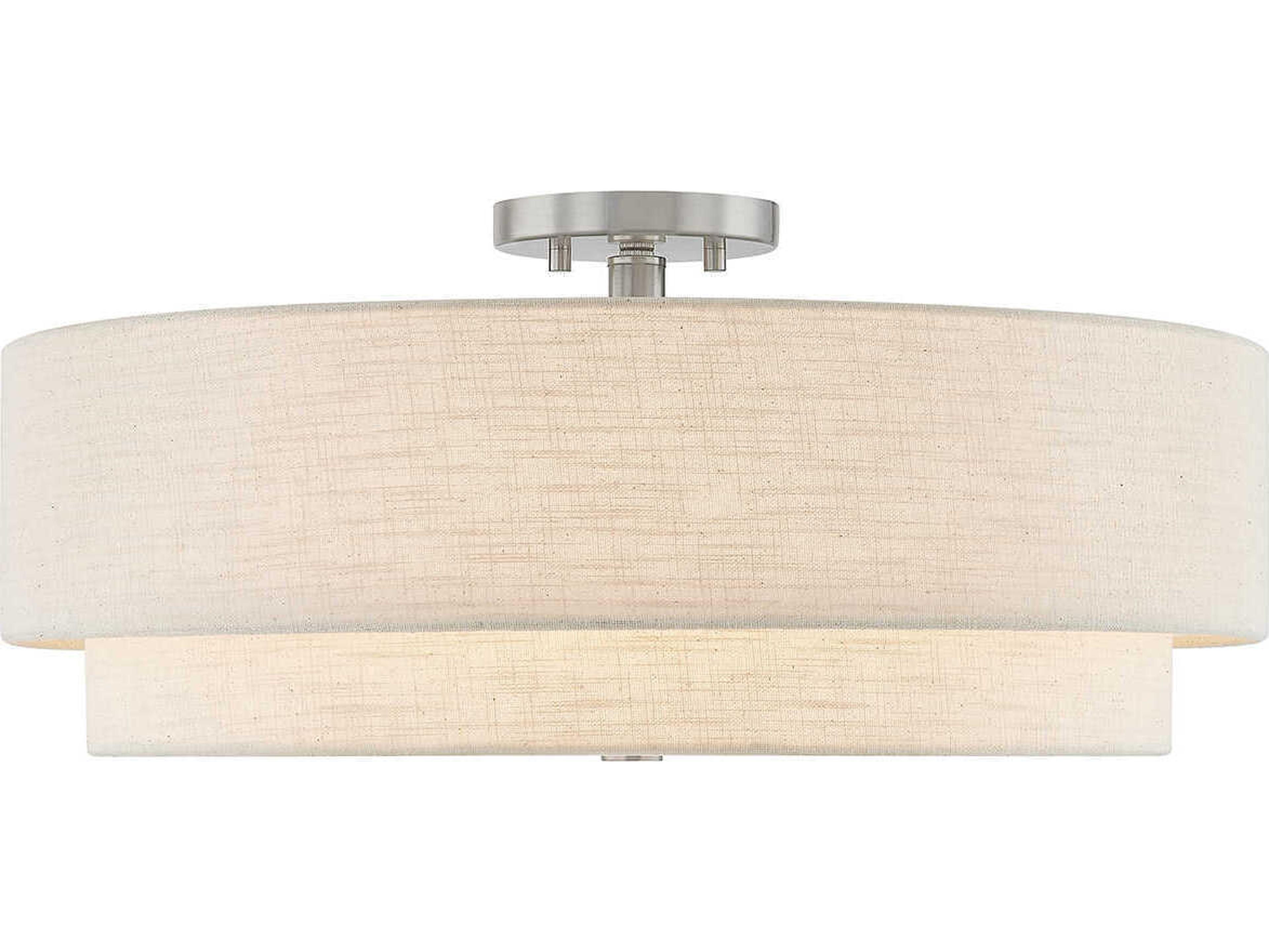 Justice Design Group Textile Classic 5-Light Nickel Drum Semi Flush Mount
