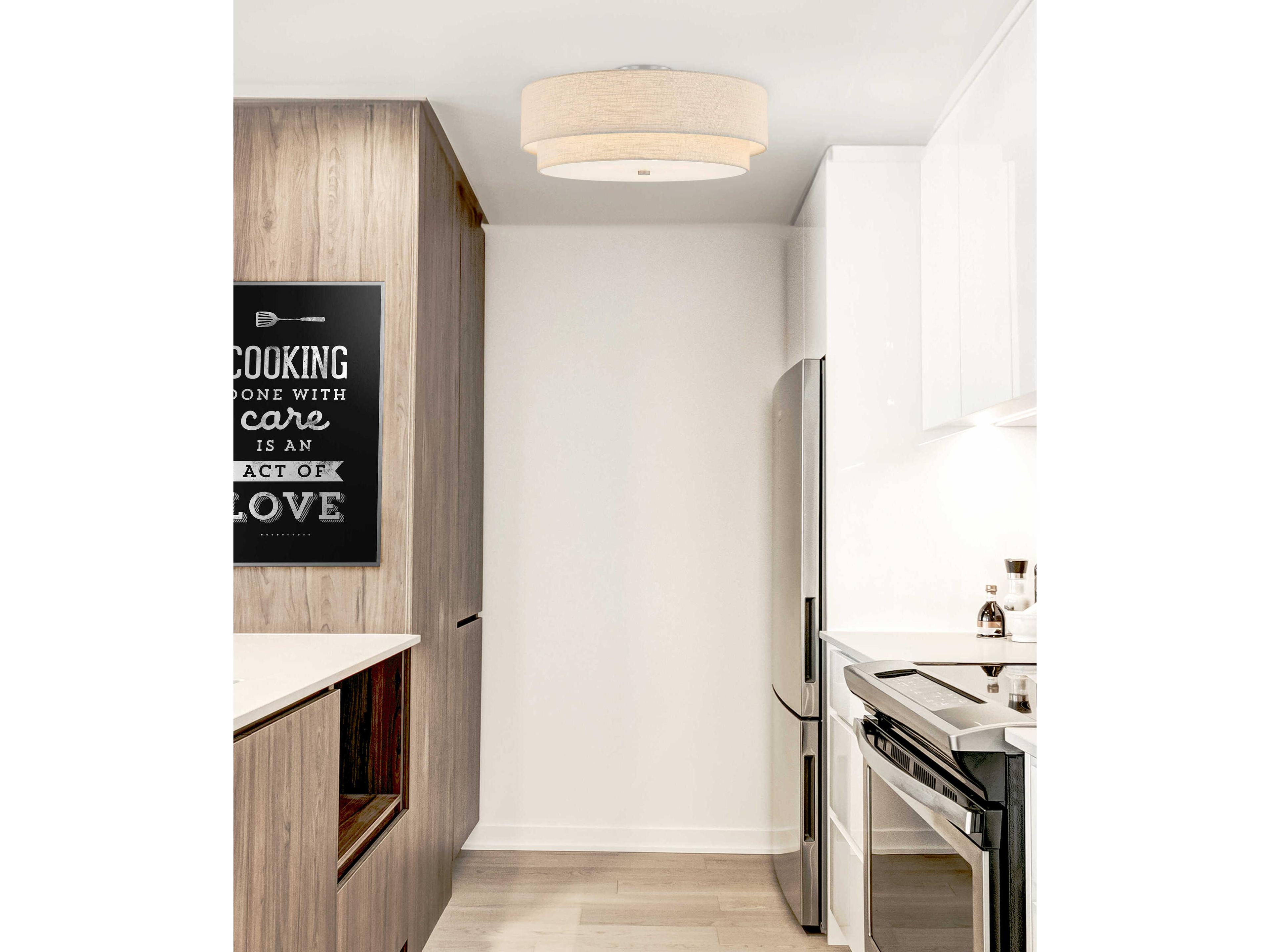 Justice Design Group Textile Classic 5-Light Nickel Drum Semi Flush Mount