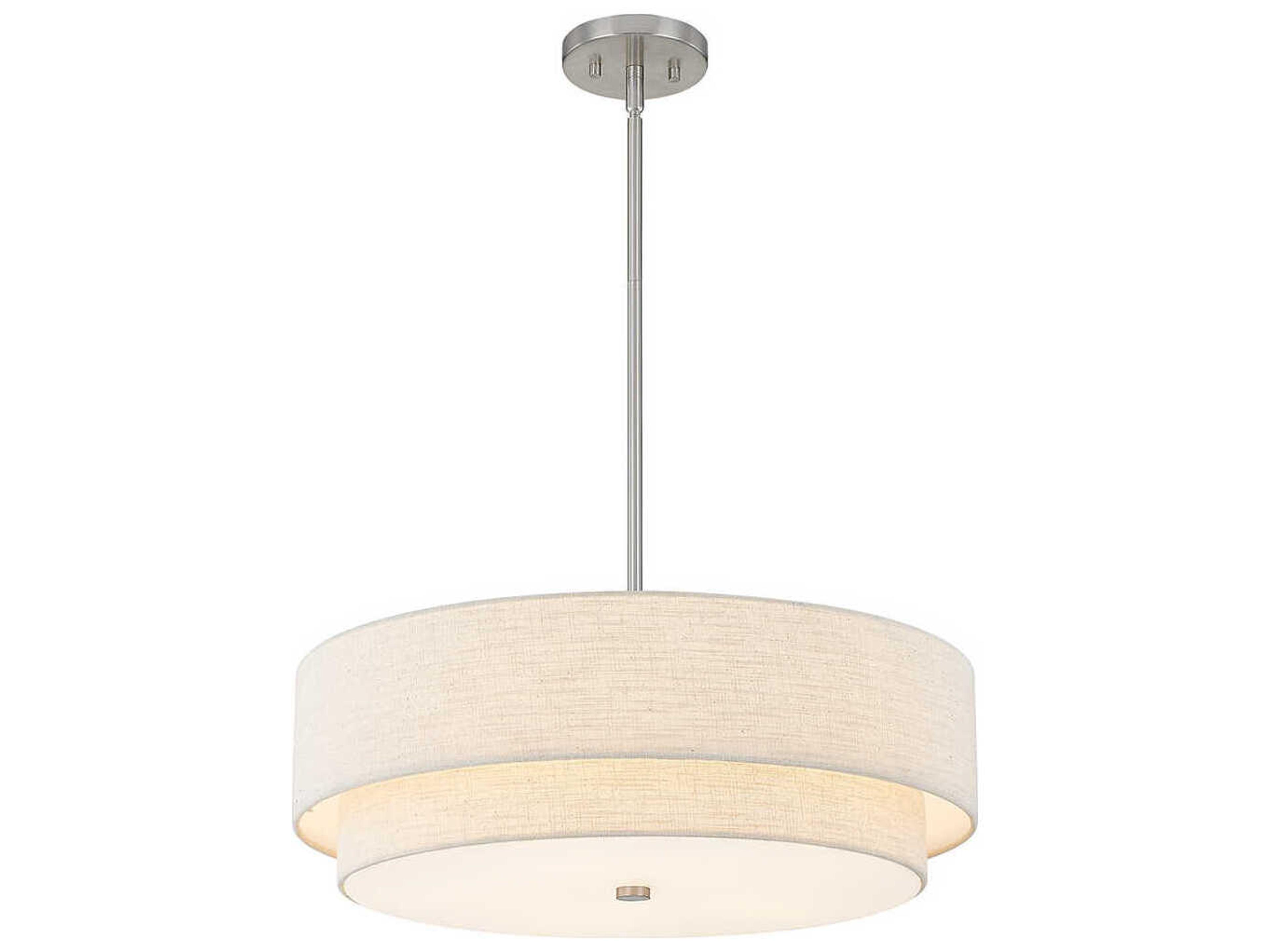 Textile Classic 5-Light Nickel White Drum Pendant