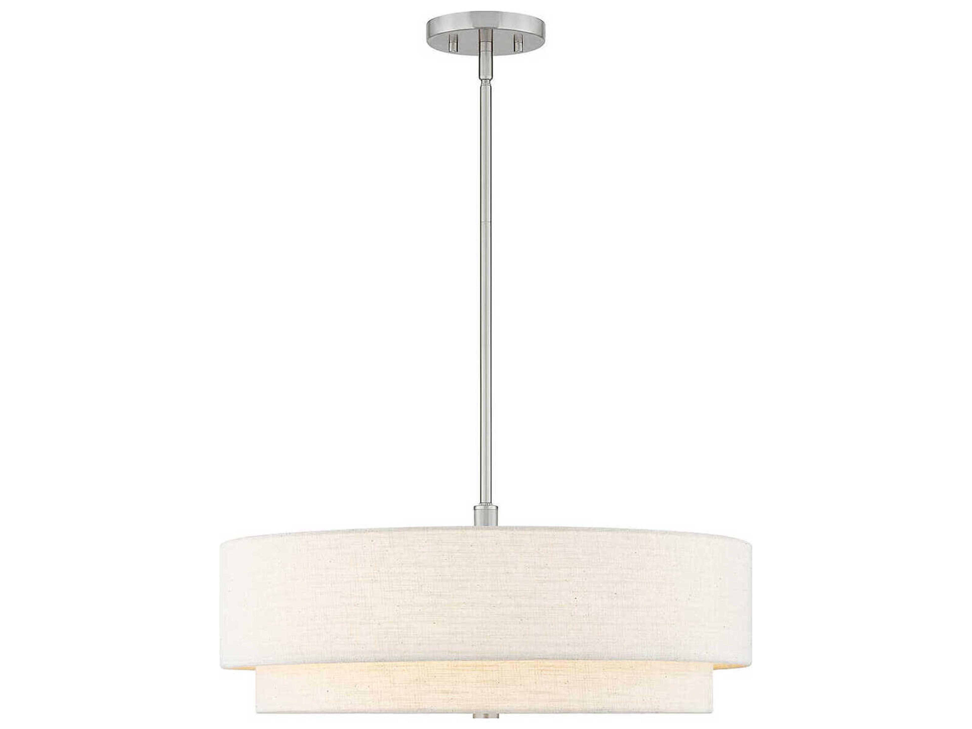 Justice Design Group Textile Classic 5-Light Nickel White Drum Pendant