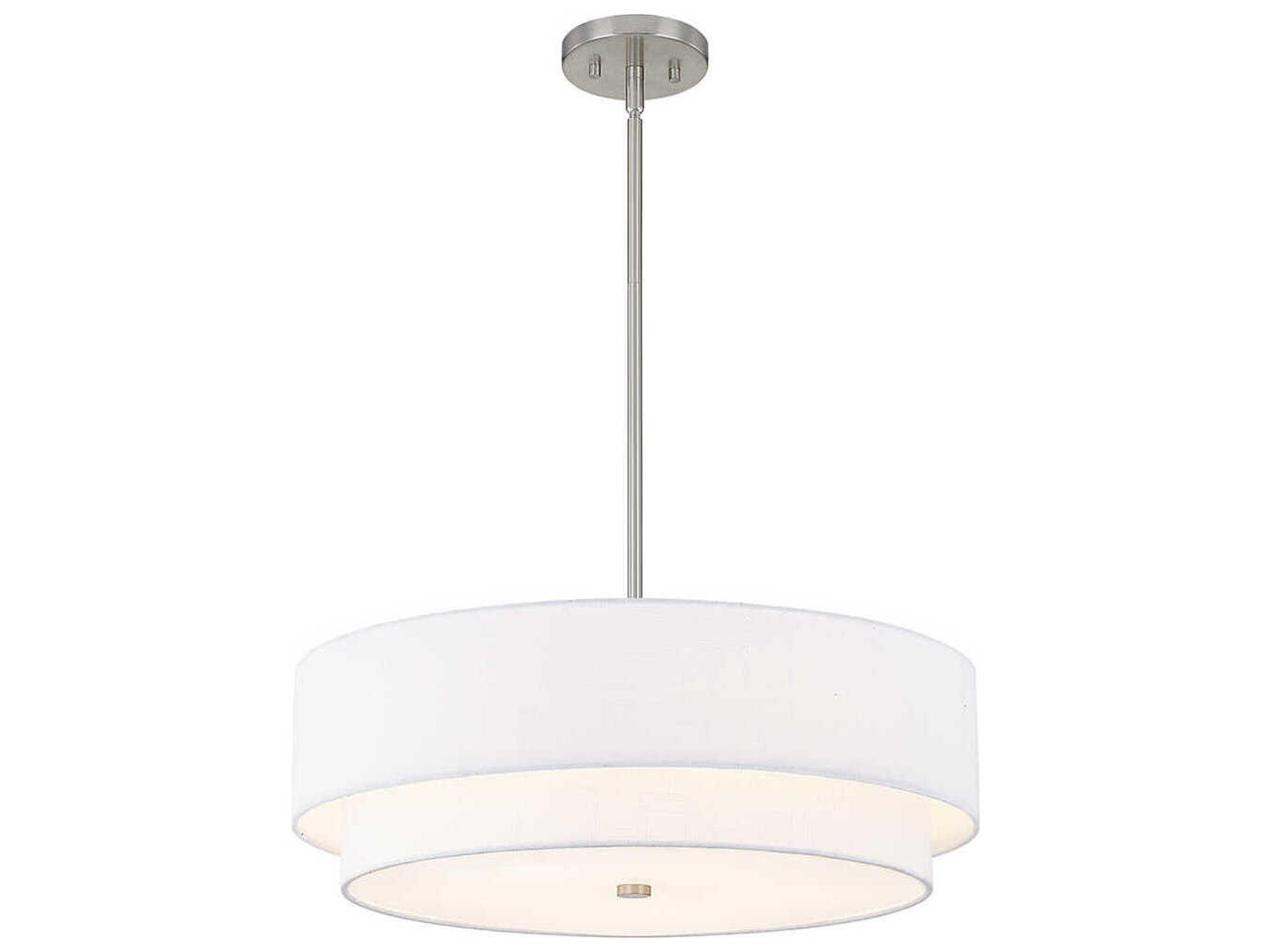Textile Classic 5-Light Nickel White Drum Pendant