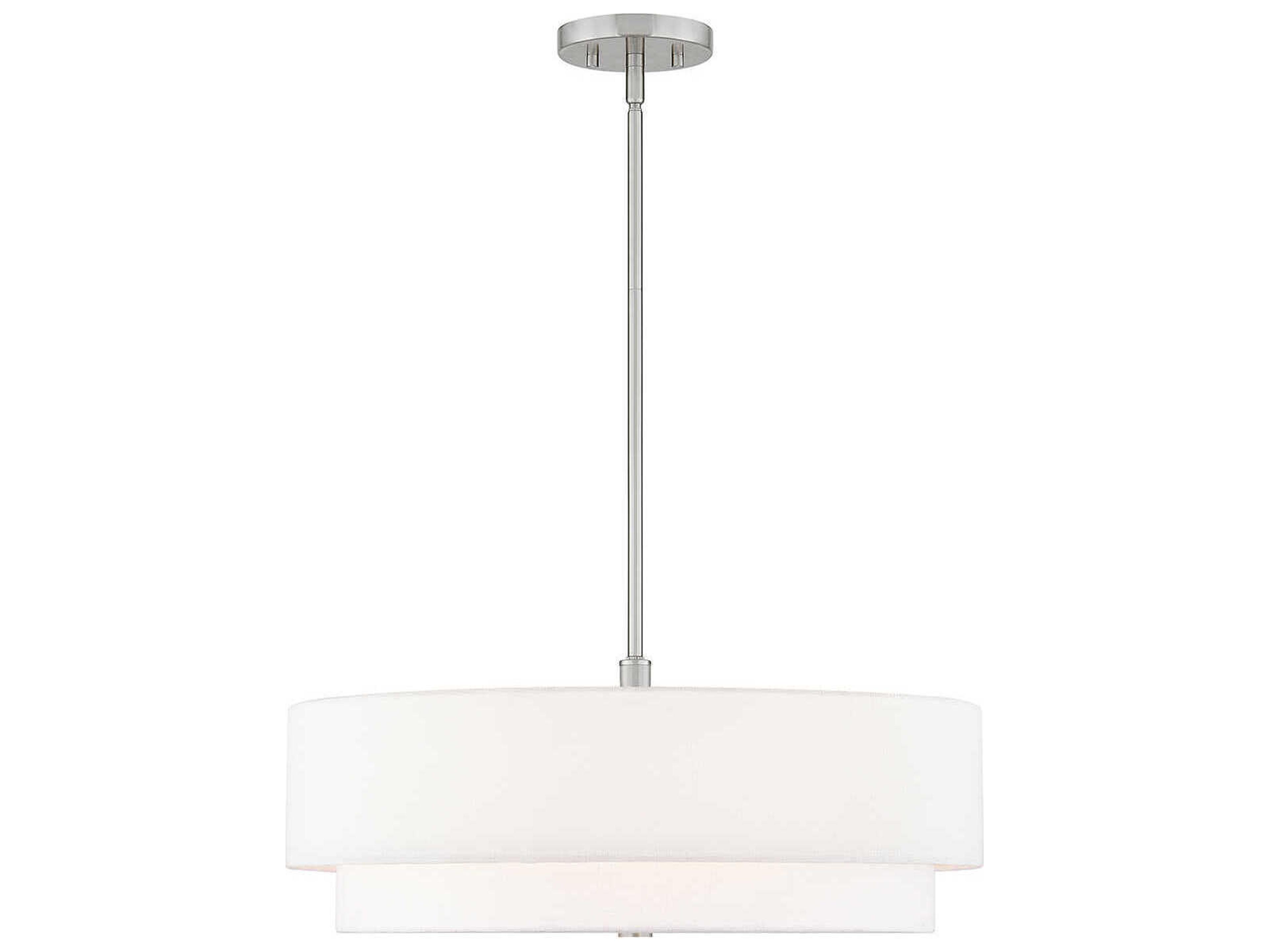 Justice Design Group Textile Classic 5-Light Nickel White Drum Pendant