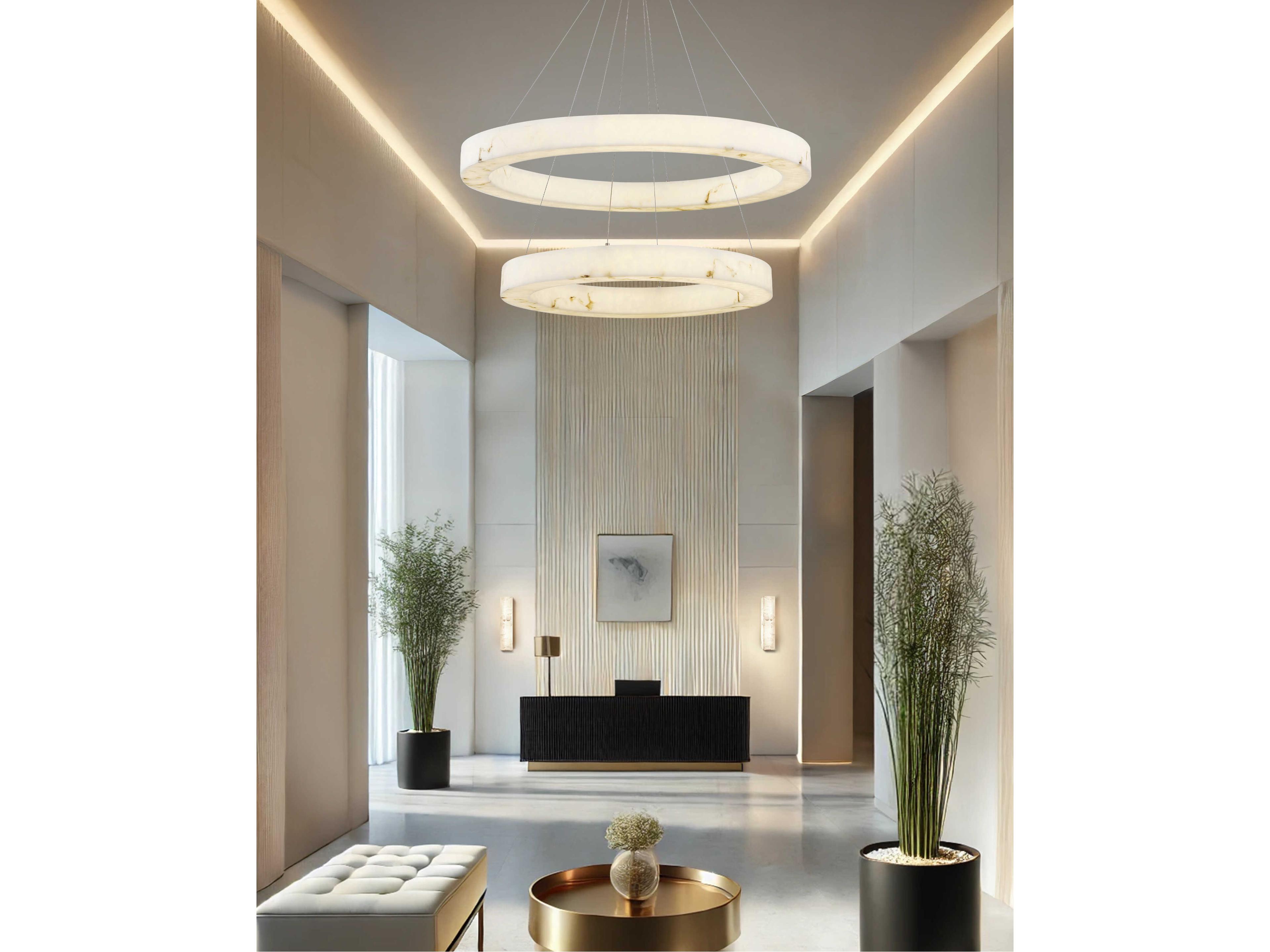 Justice Design Group Lumenaria Medley Brushed Brass White Round Tiered Pendant