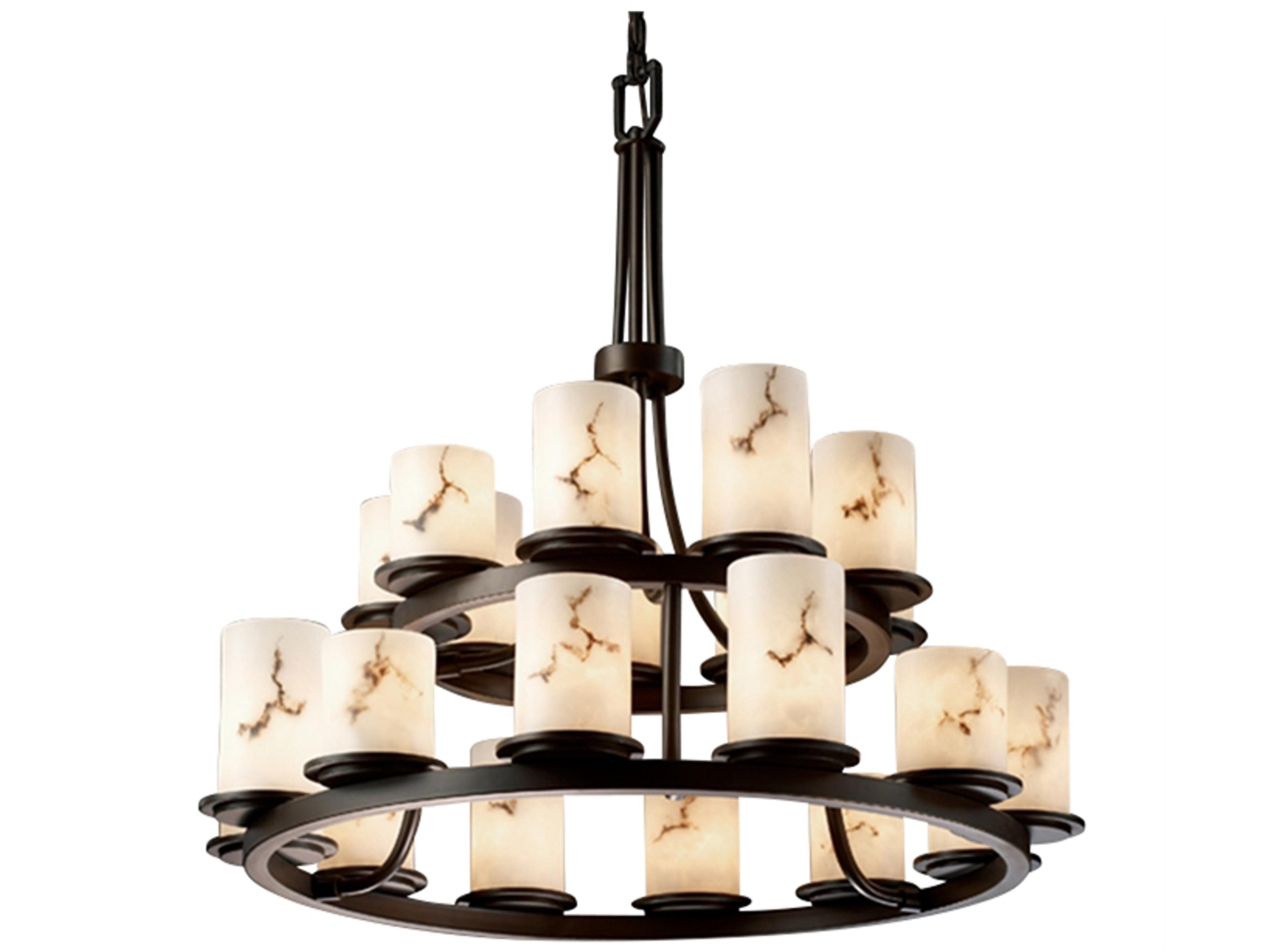 Justice Design Group Lumenaria 21-Light Black Cylinder Tiered Chandelier
