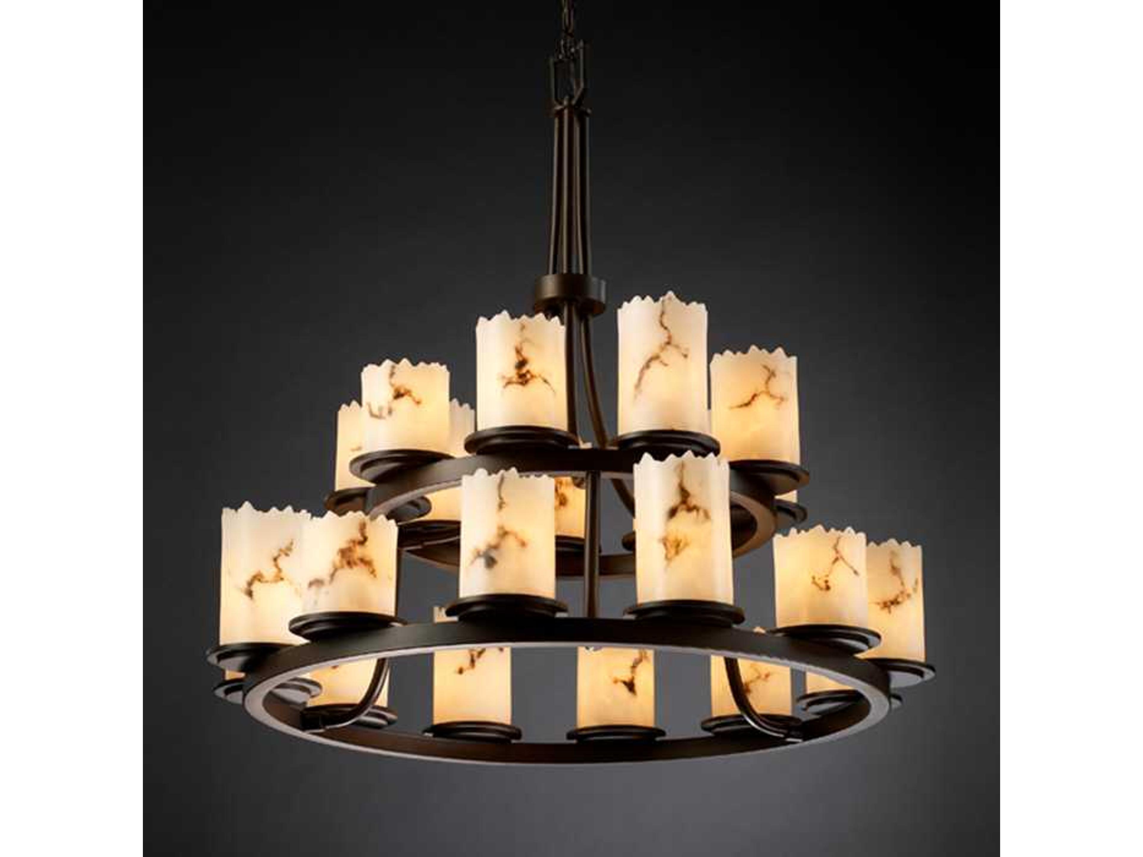 Justice Design Group Lumenaria 21-Light Black Cylinder Tiered Chandelier
