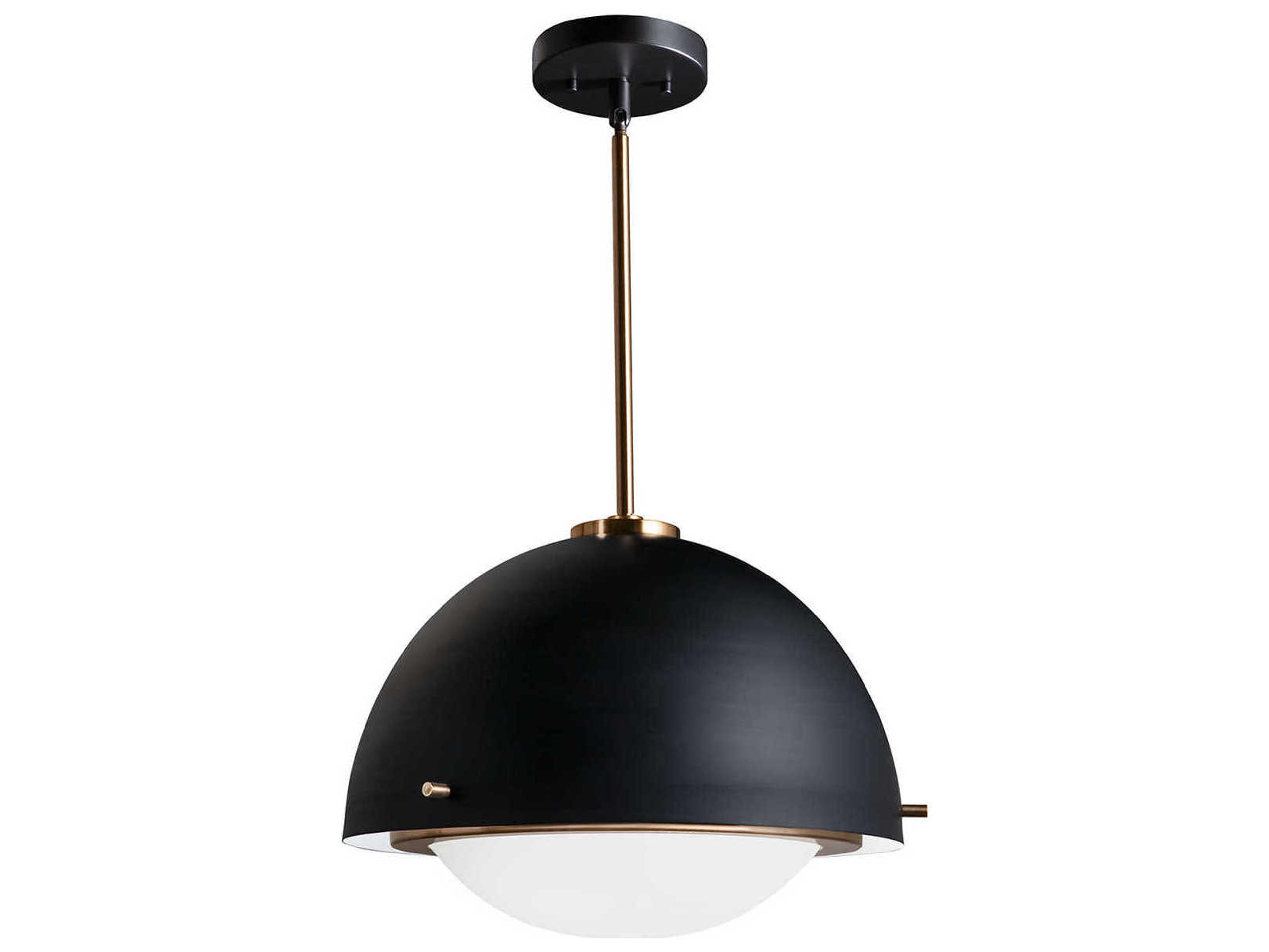 Justice Design Group Fusion 2-Light Matte Black Brass Glass Dome Pendant