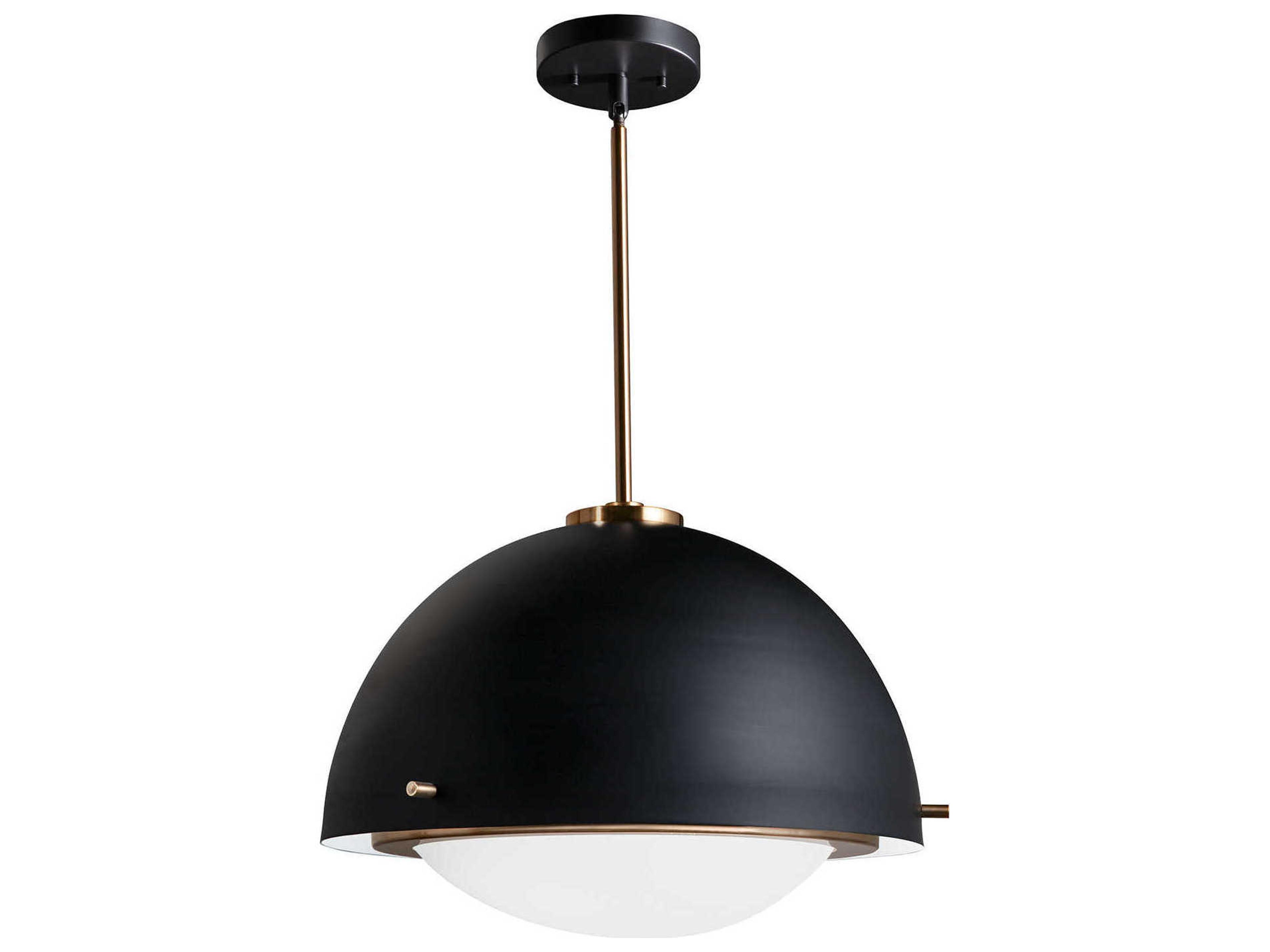 Justice Design Group Fusion 3-Light Matte Black Brass Glass Dome Pendant
