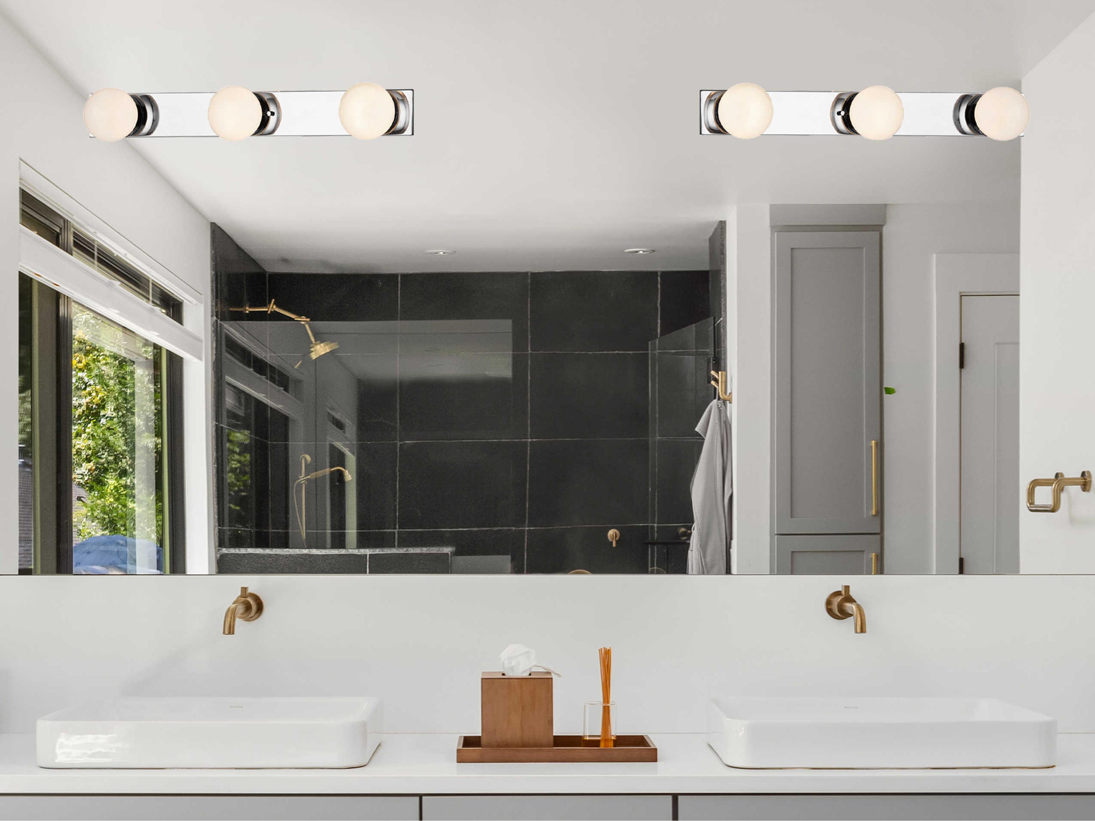 Justice Design Group Fusion 3-Light Brass Glass LED Vanity Light