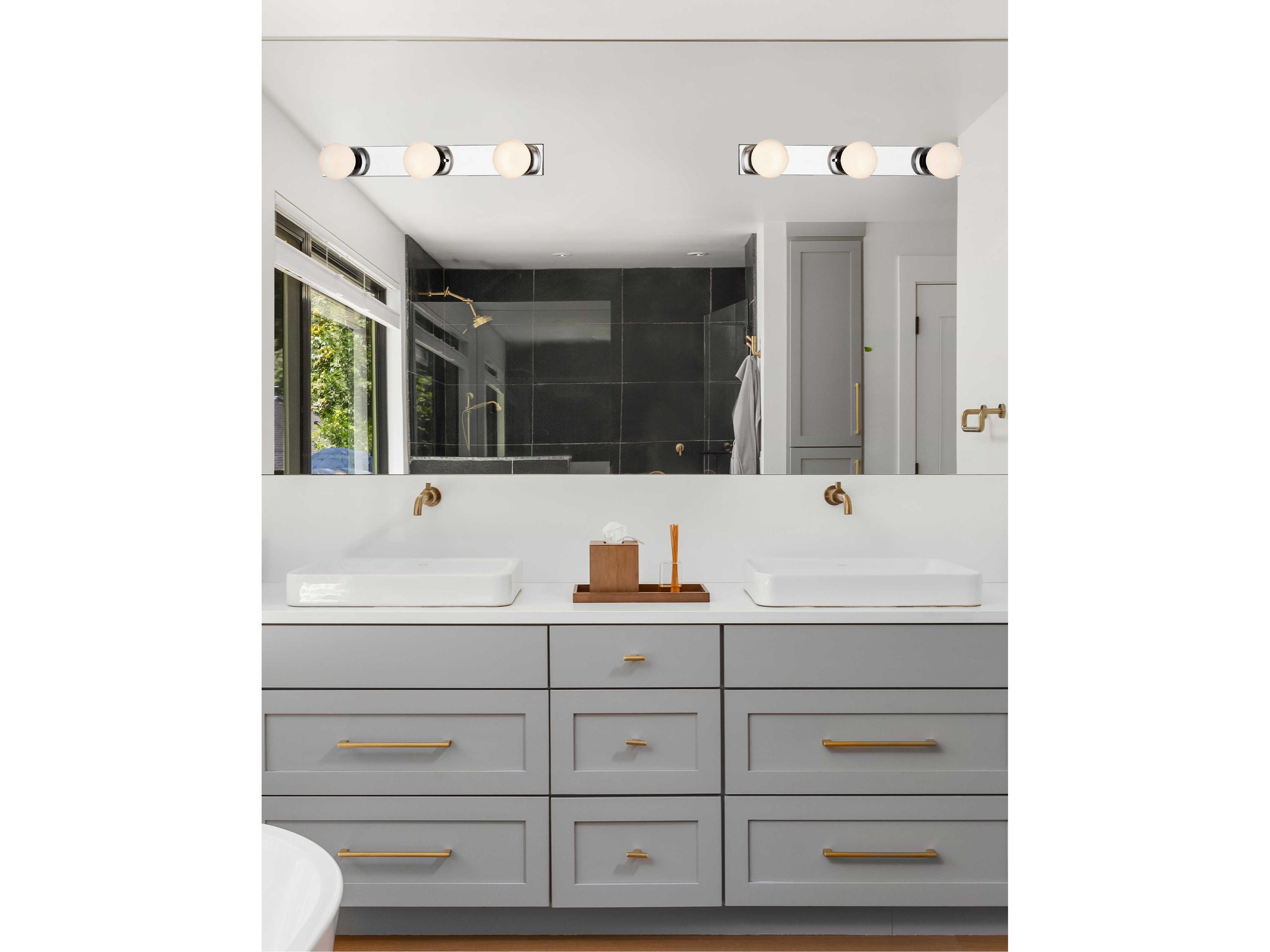 Justice Design Group Fusion 3-Light Brass Glass LED Vanity Light