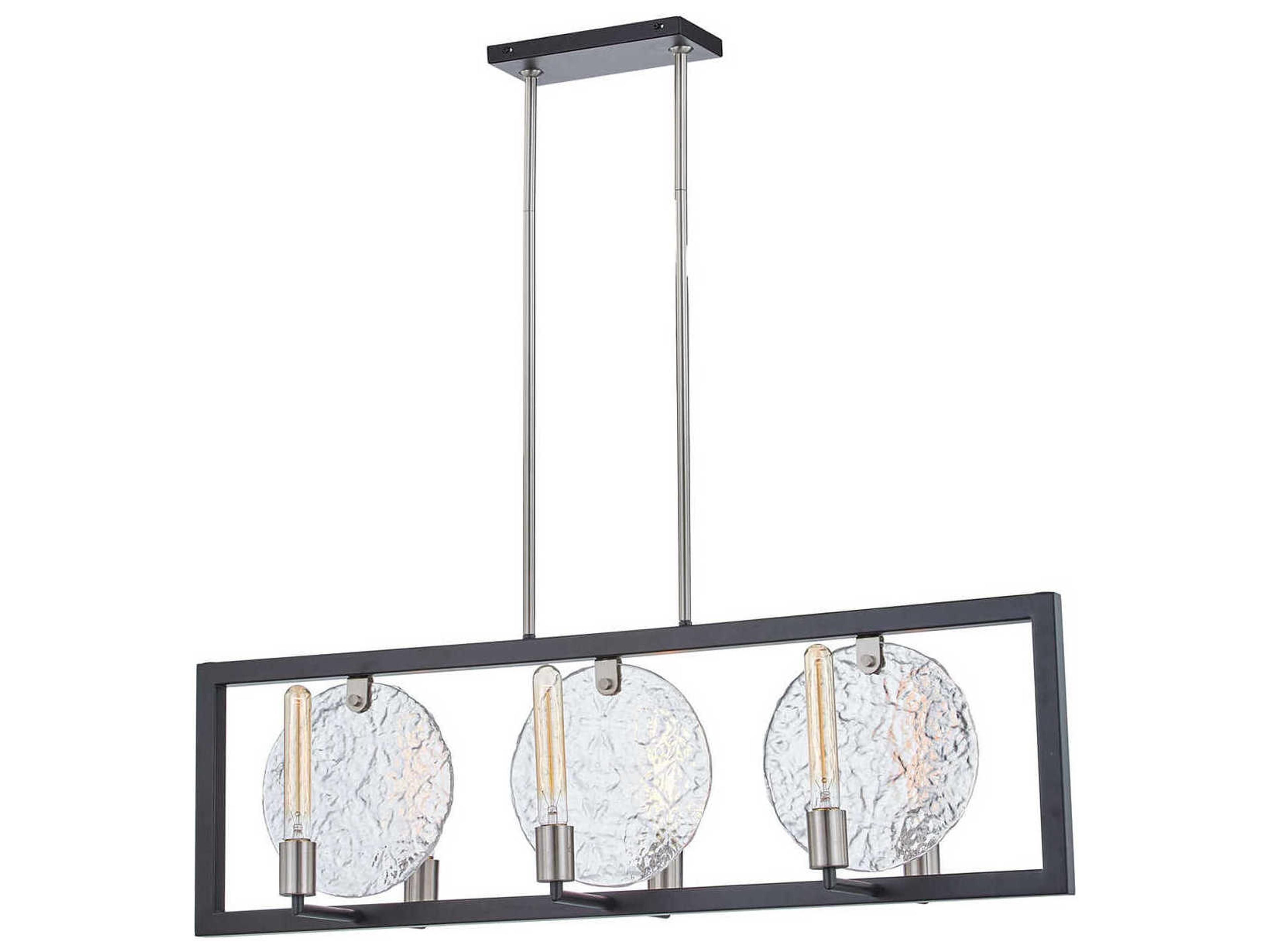Justice Design Group Fusion 6-Light Matte Black Brushed Nickel Glass Linear Island Pendant