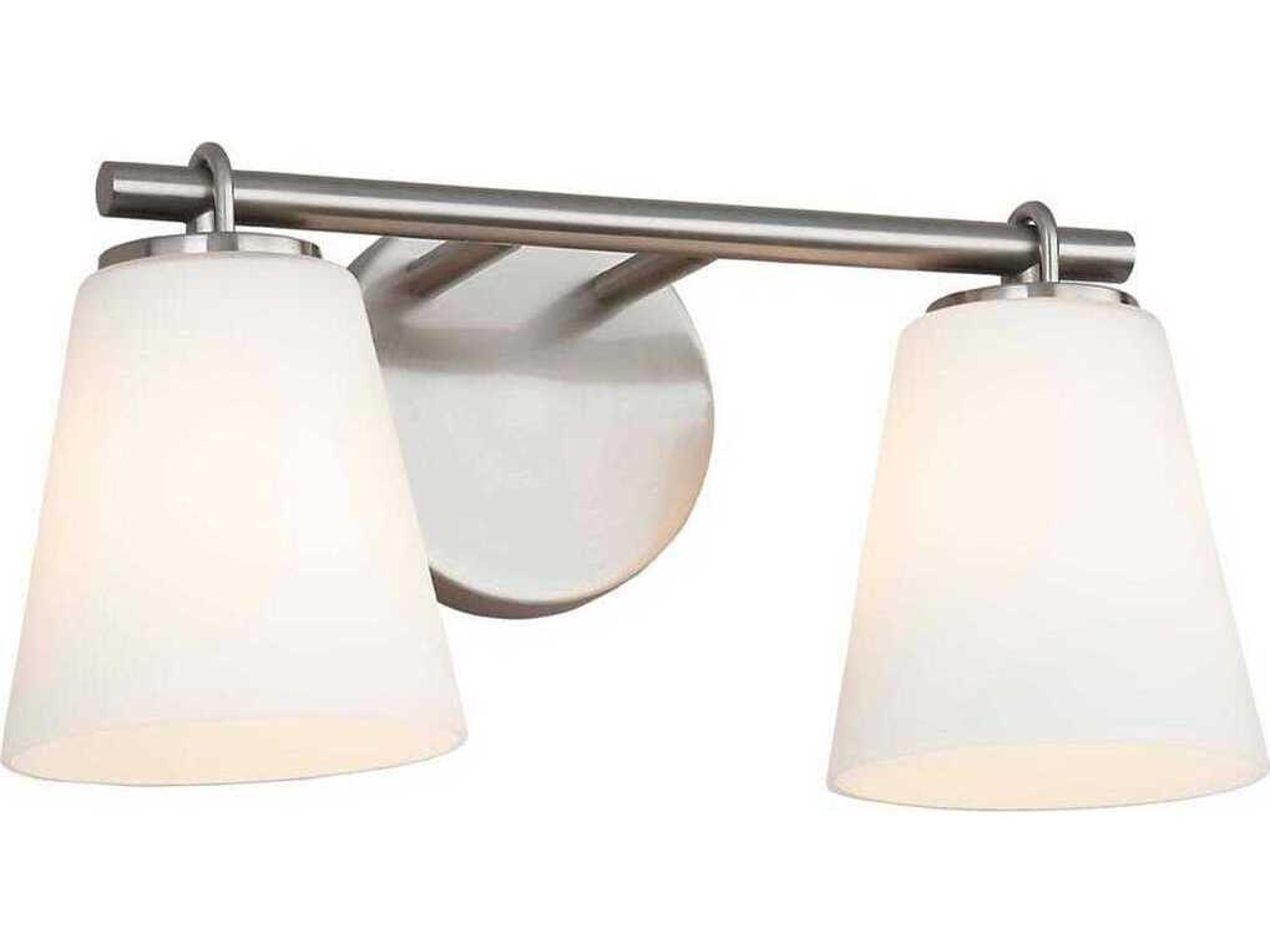 Fusion 2-Light Brushed Nickel Glass Vanity Light