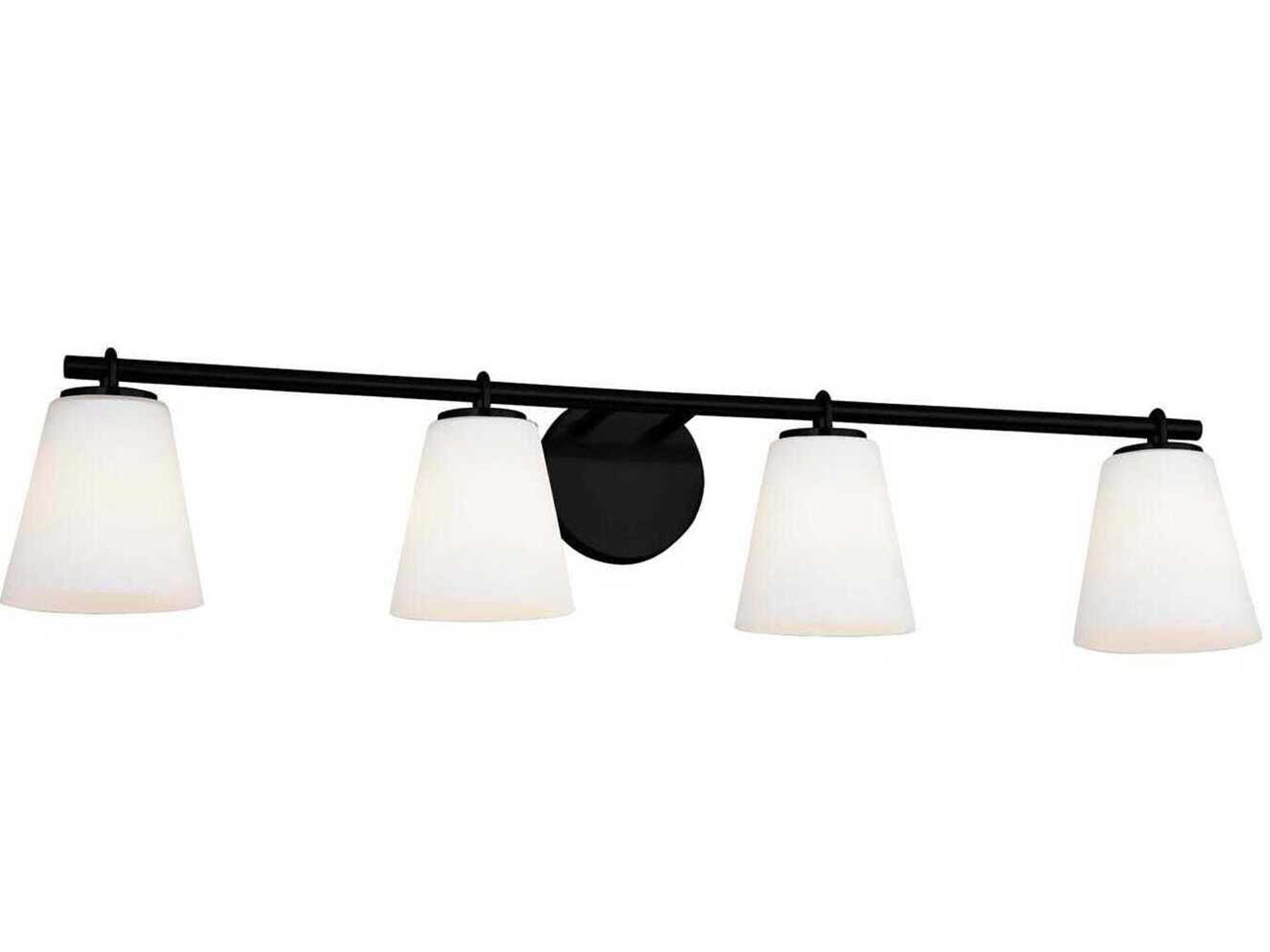 Fusion 4-Light Matte Black Glass Vanity Light