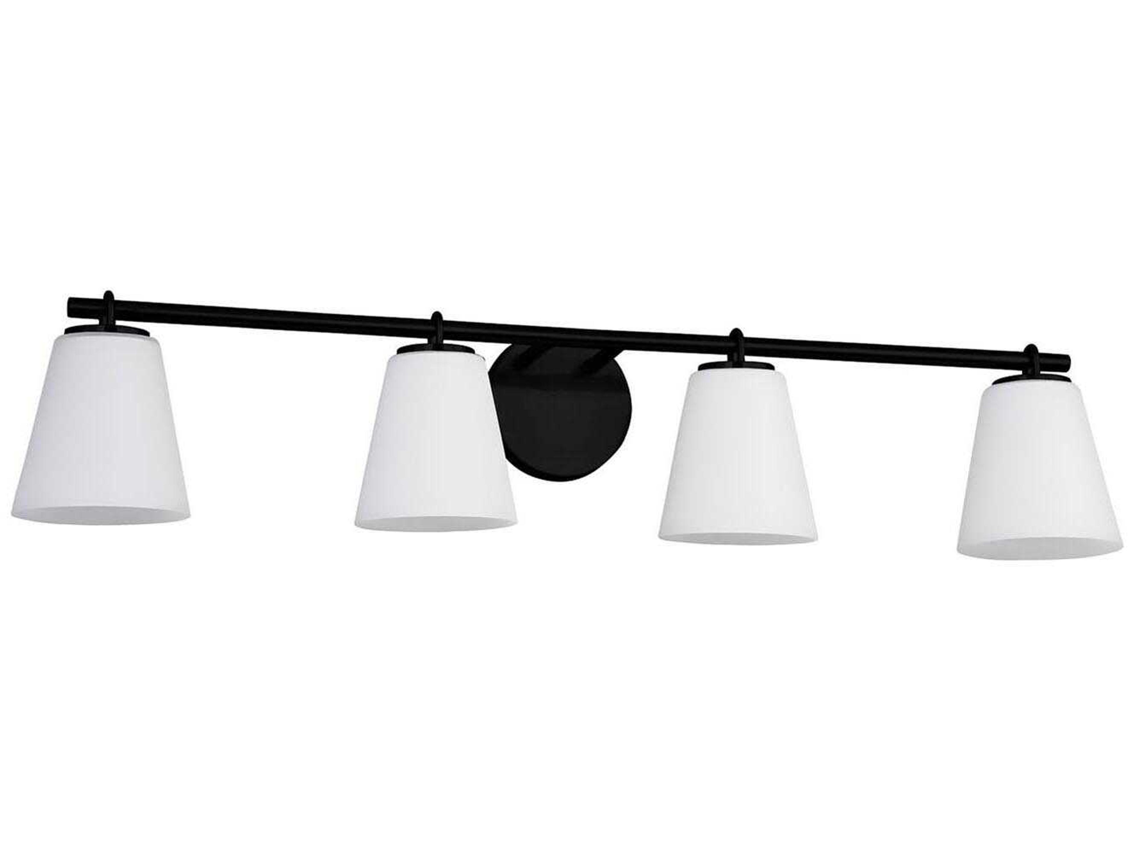 Justice Design Group Fusion 4-Light Matte Black Glass Vanity Light