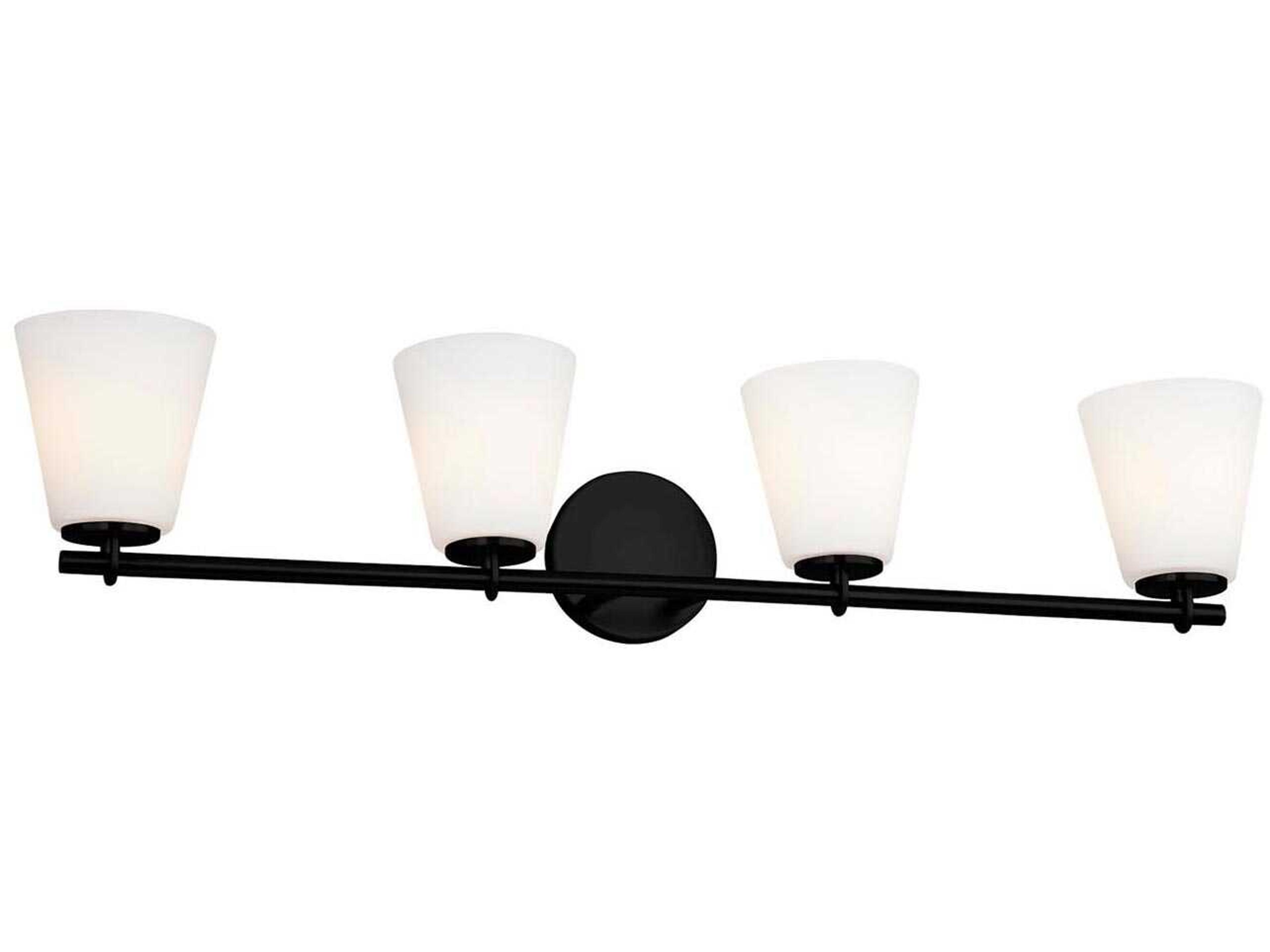 Justice Design Group Fusion 4-Light Matte Black Glass Vanity Light