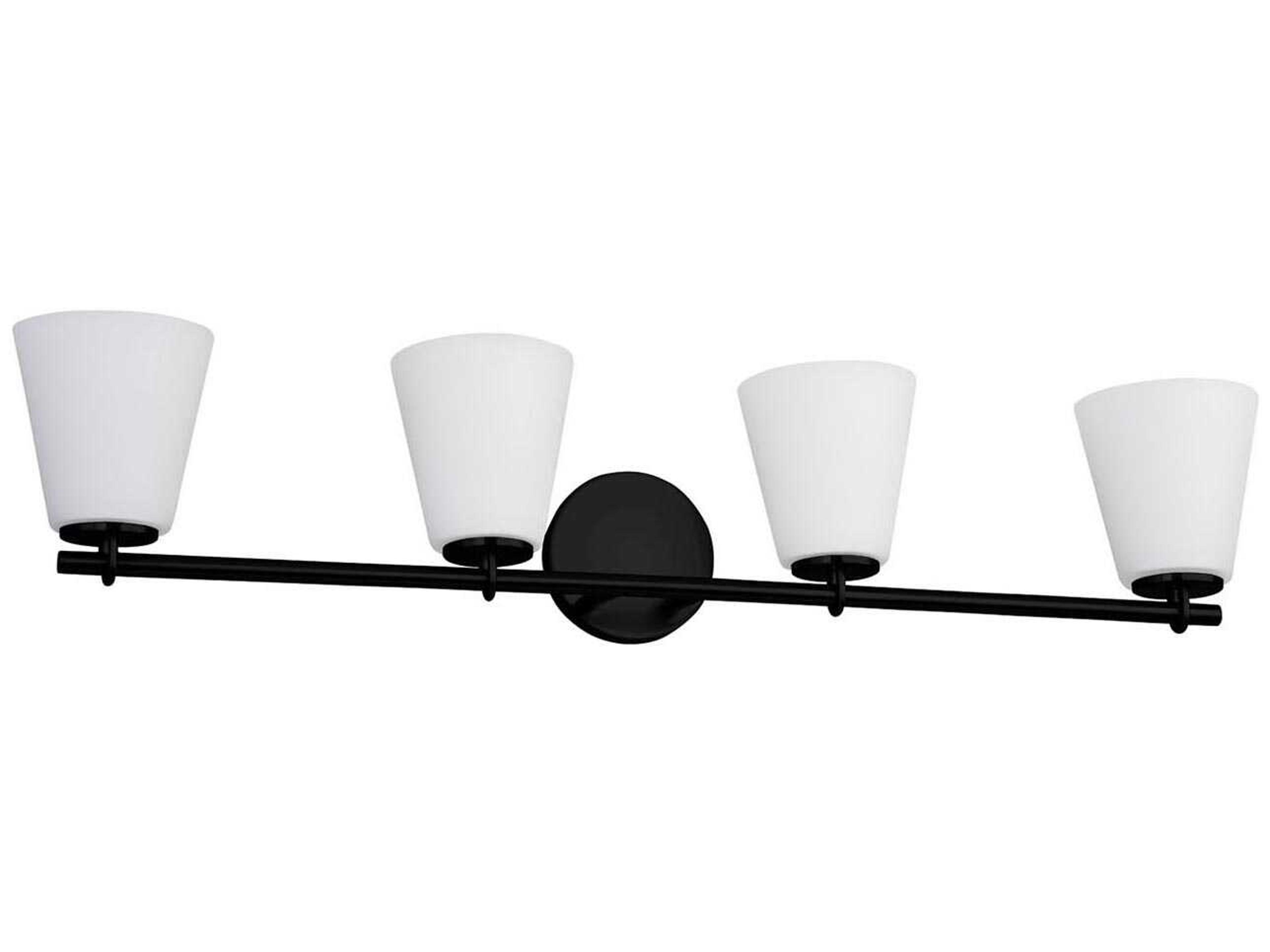 Justice Design Group Fusion 4-Light Matte Black Glass Vanity Light