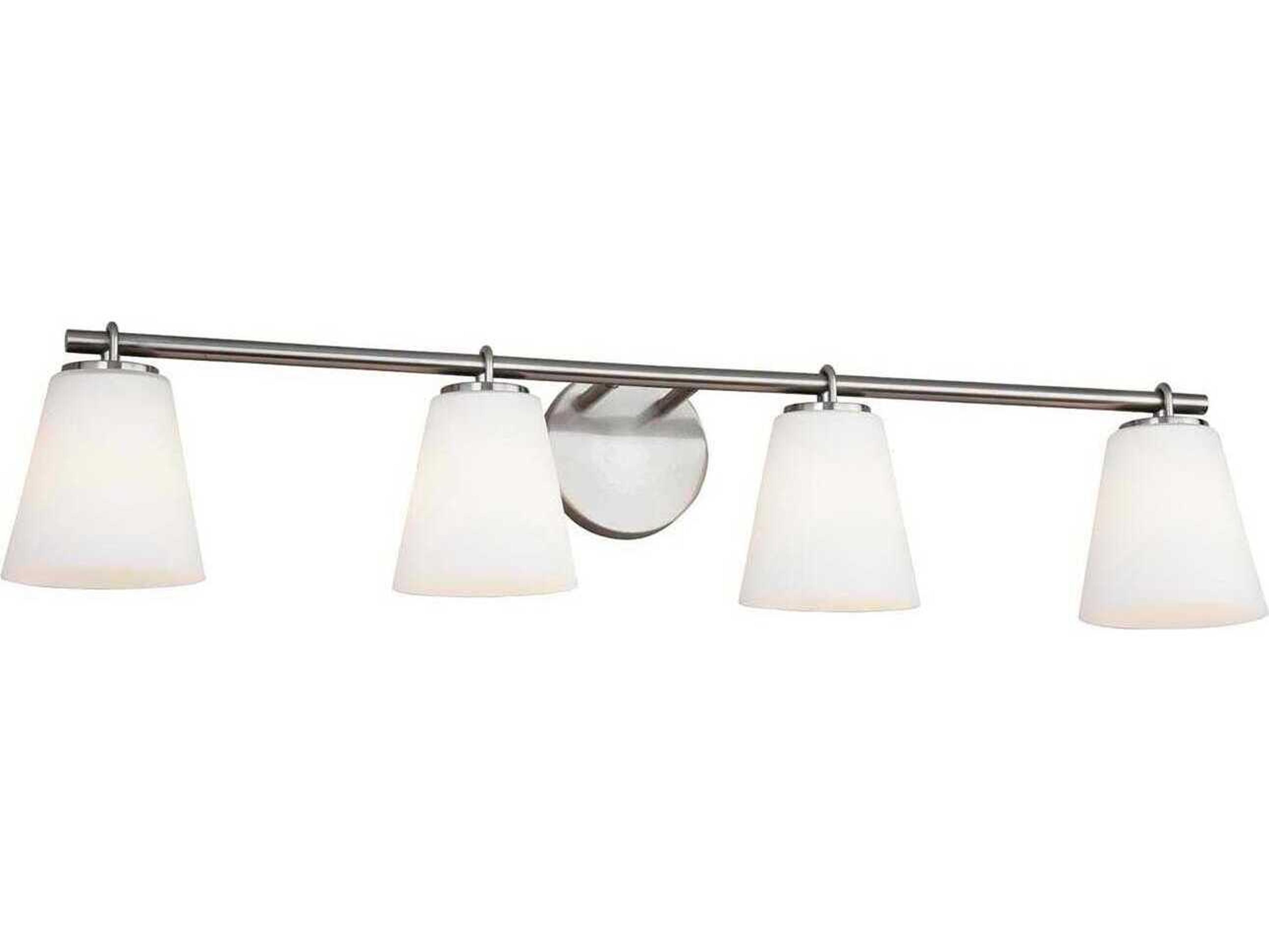 Fusion 4-Light Brushed Nickel Glass Vanity Light