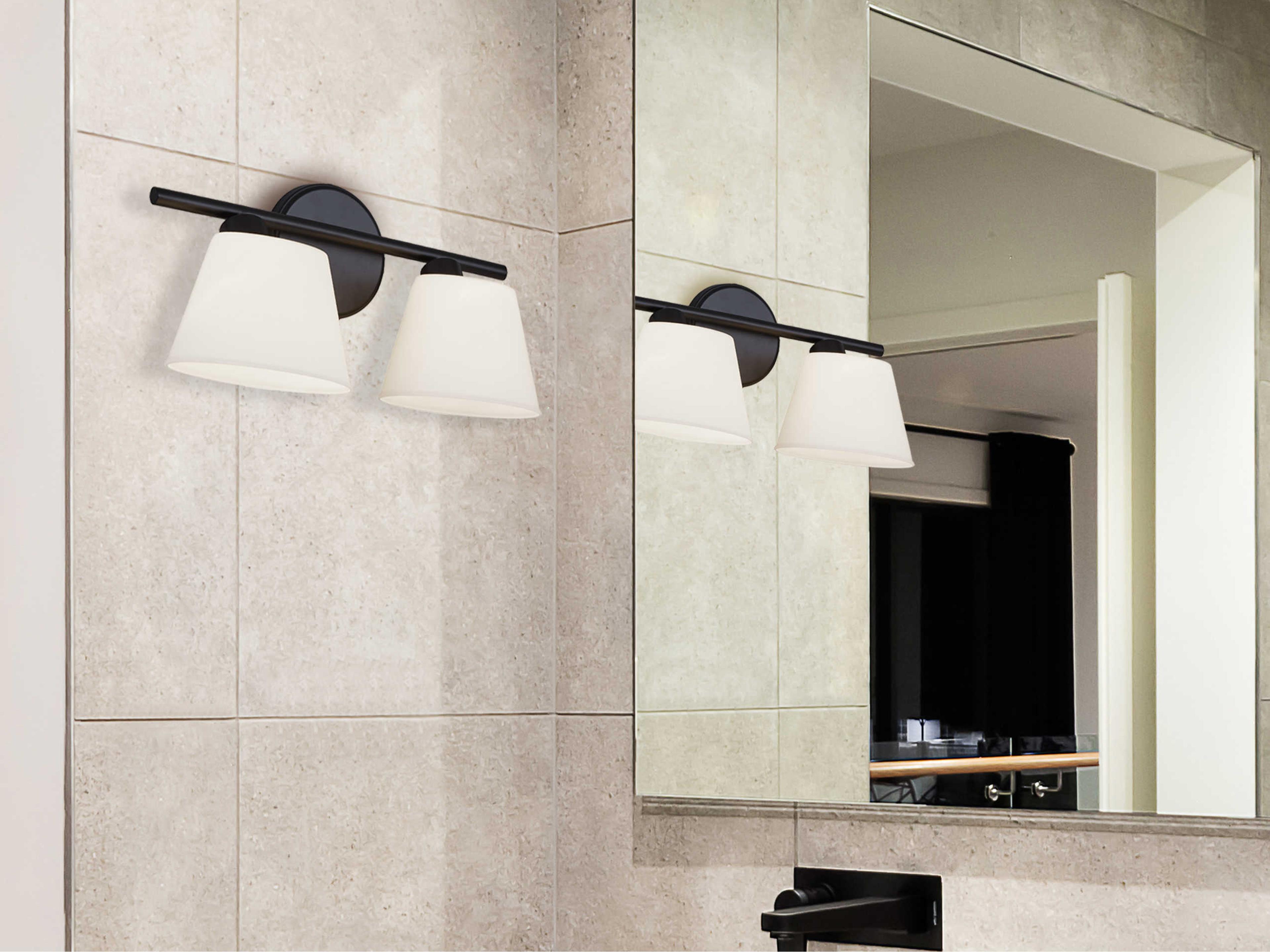 Justice Design Group Fusion 2-Light Matte Black Glass Vanity Light