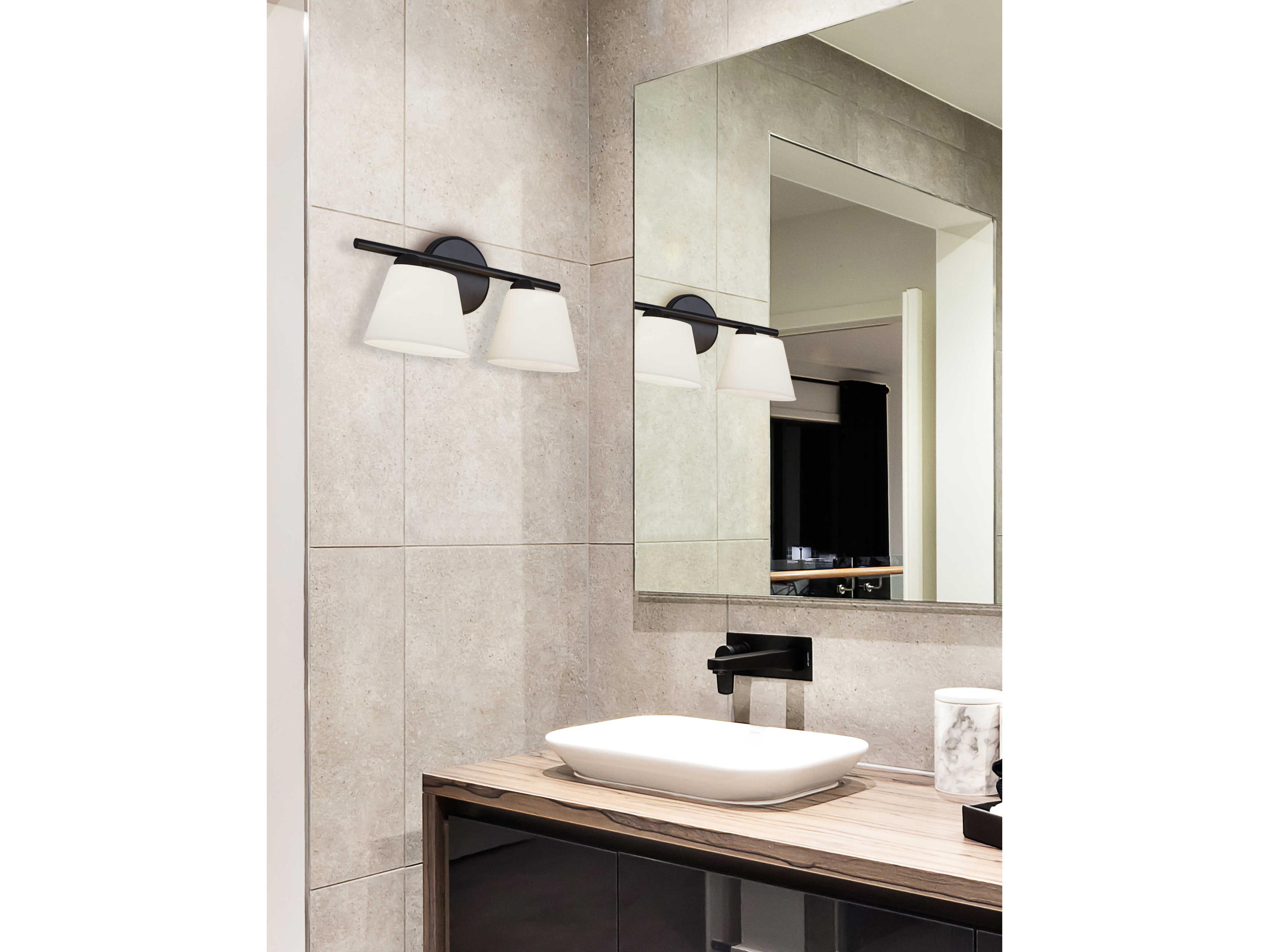 Justice Design Group Fusion 2-Light Matte Black Glass Vanity Light