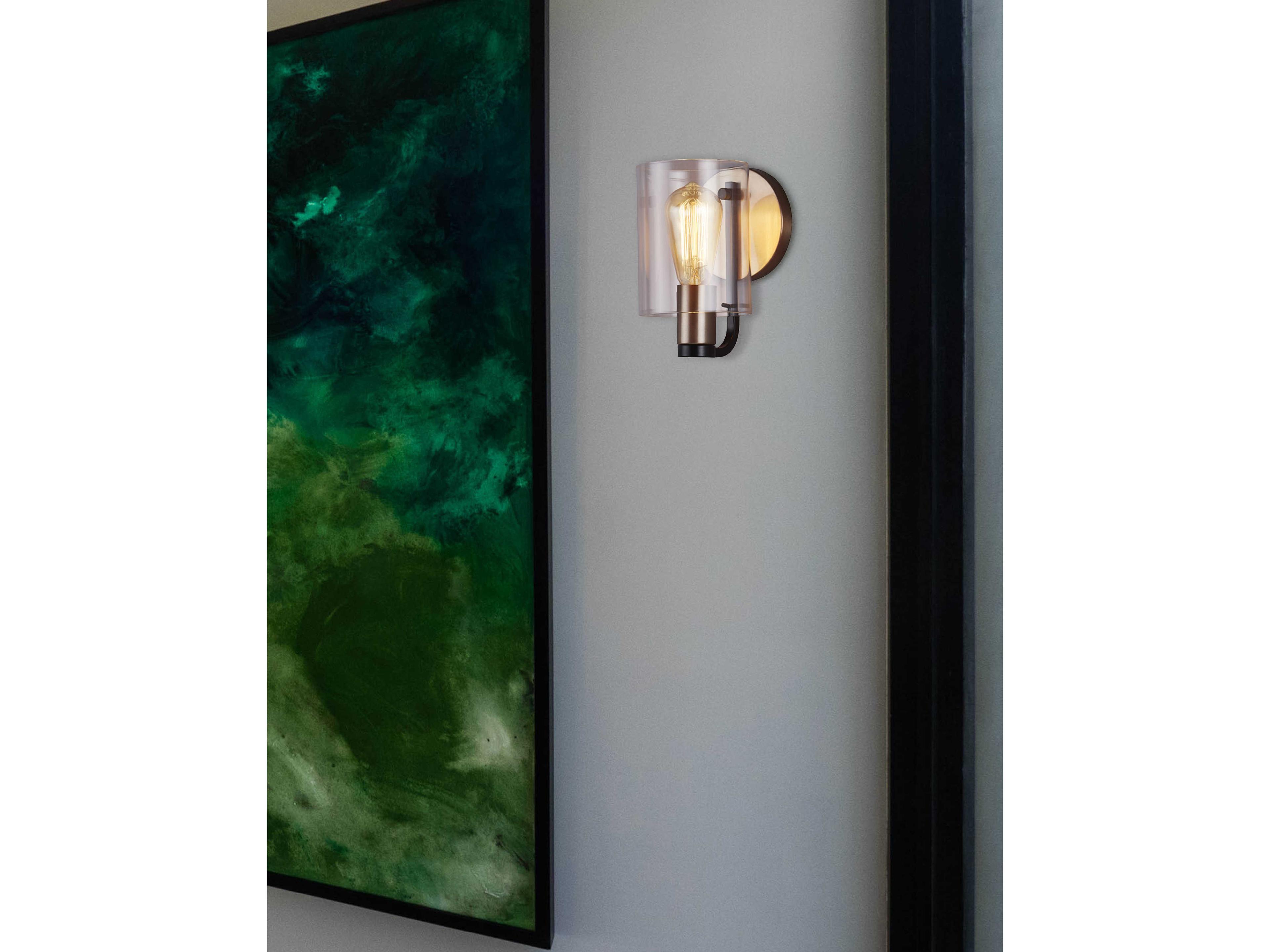 Justice Design Group Fusion 1-Light Matte Black Brass Glass Wall Sconce