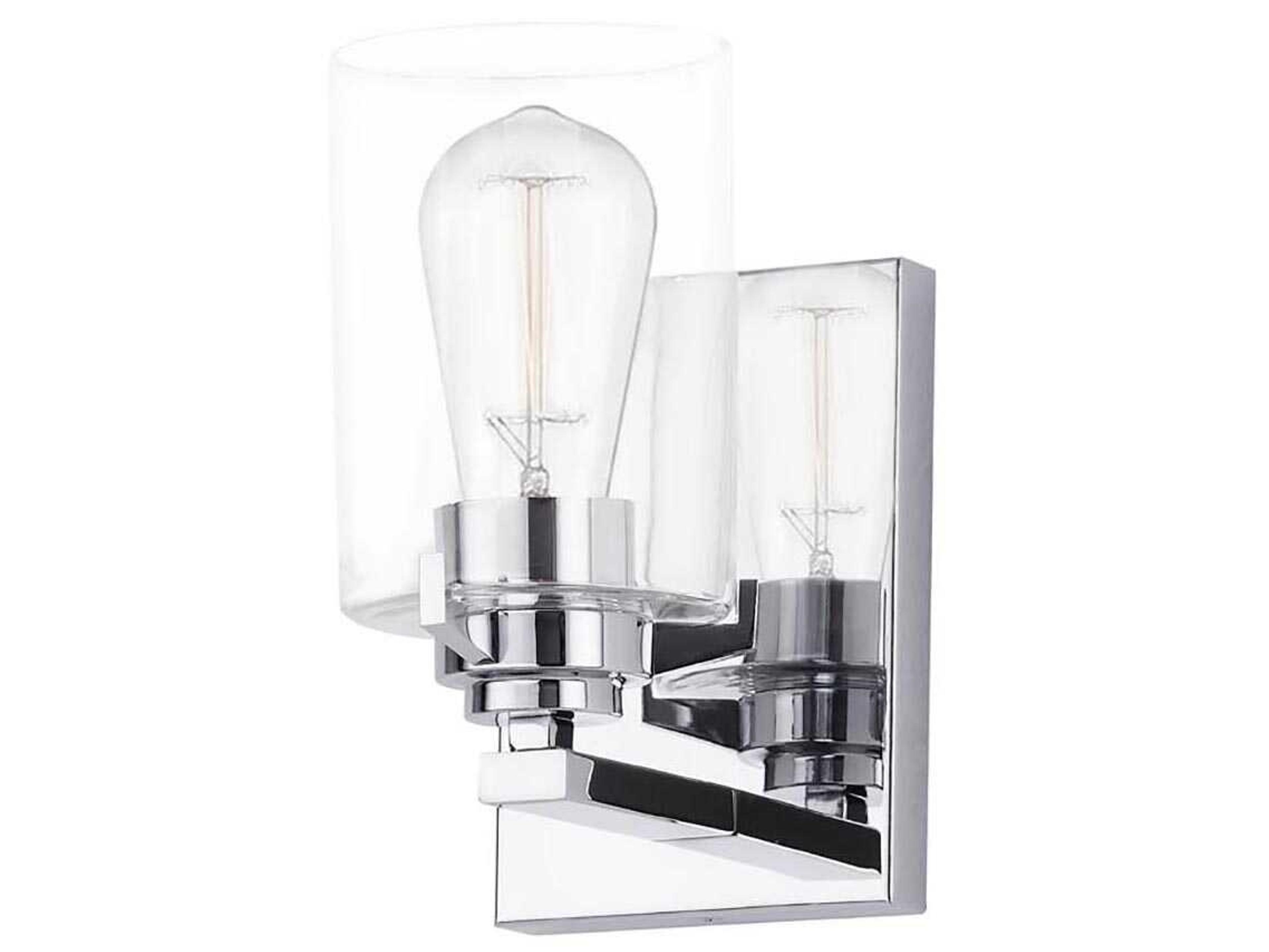 Justice Design Group Fusion 1-Light Polished Chrome Glass Wall Sconce