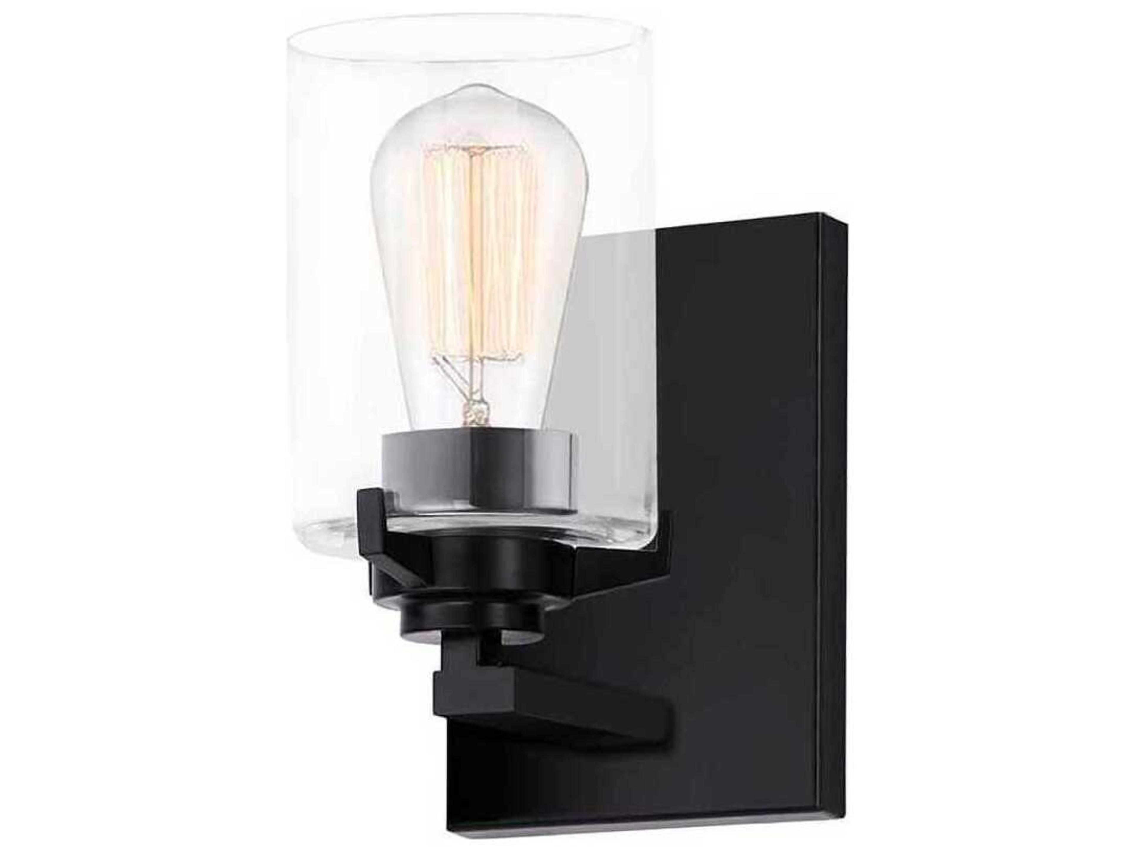 Fusion 1-Light Matte Black Glass Wall Sconce