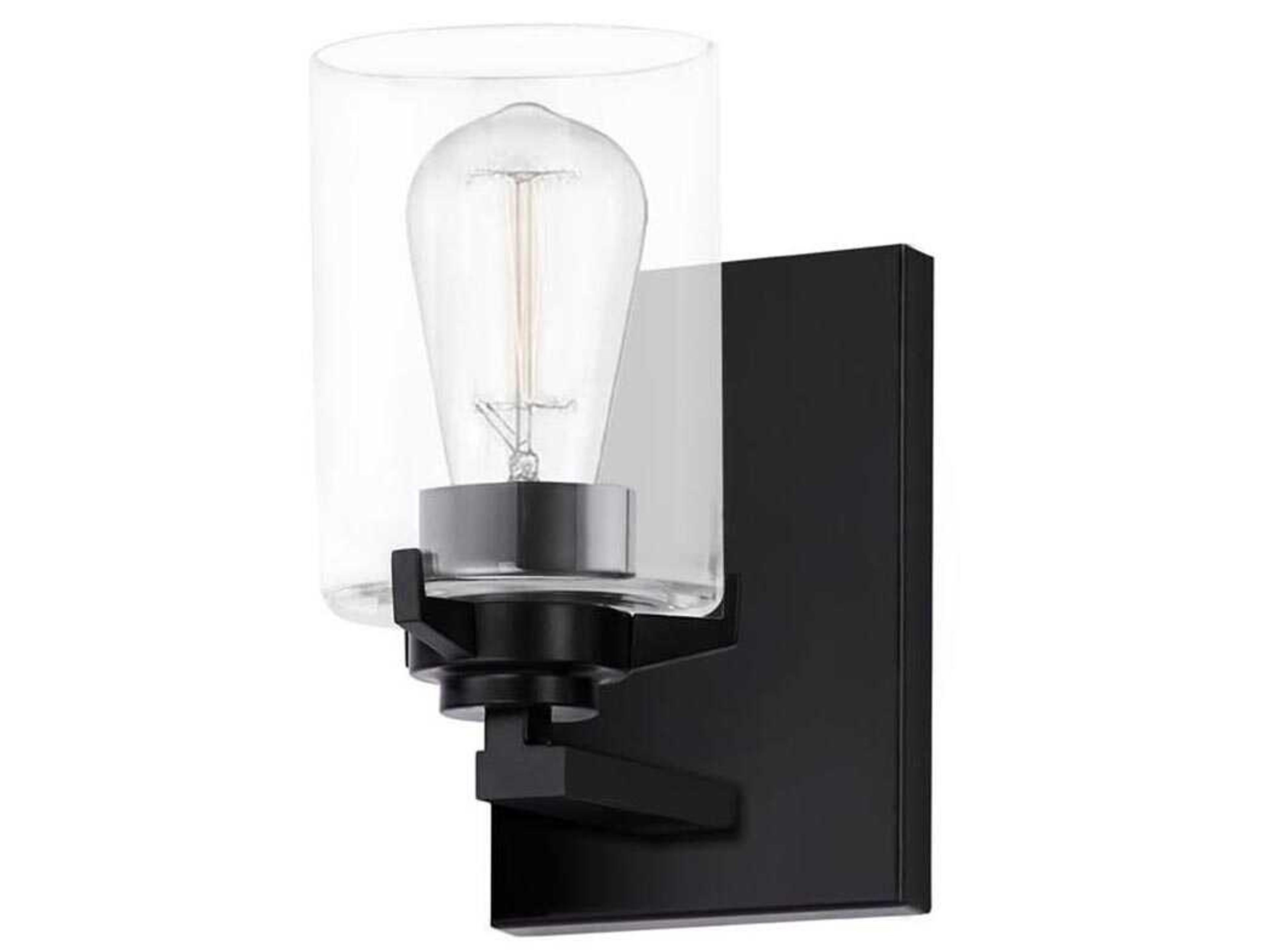 Justice Design Group Fusion 1-Light Matte Black Glass Wall Sconce