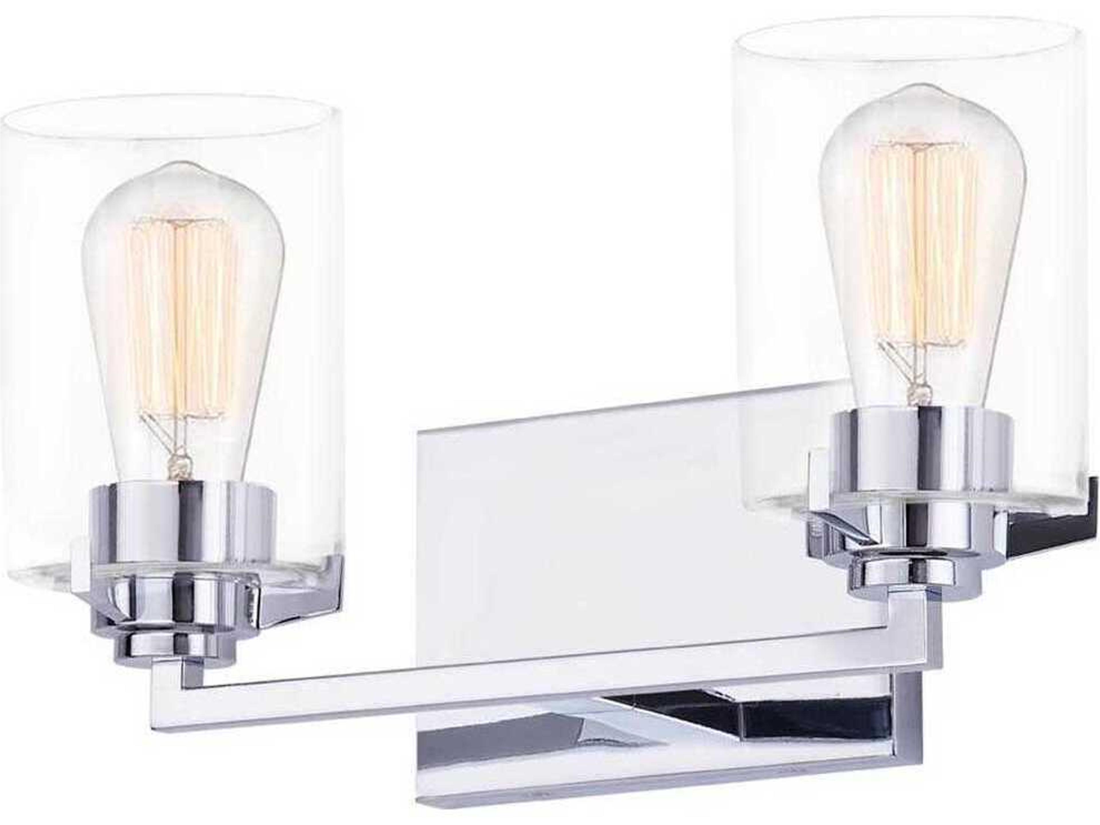 Fusion 2-Light Polished Chrome Glass Vanity Light