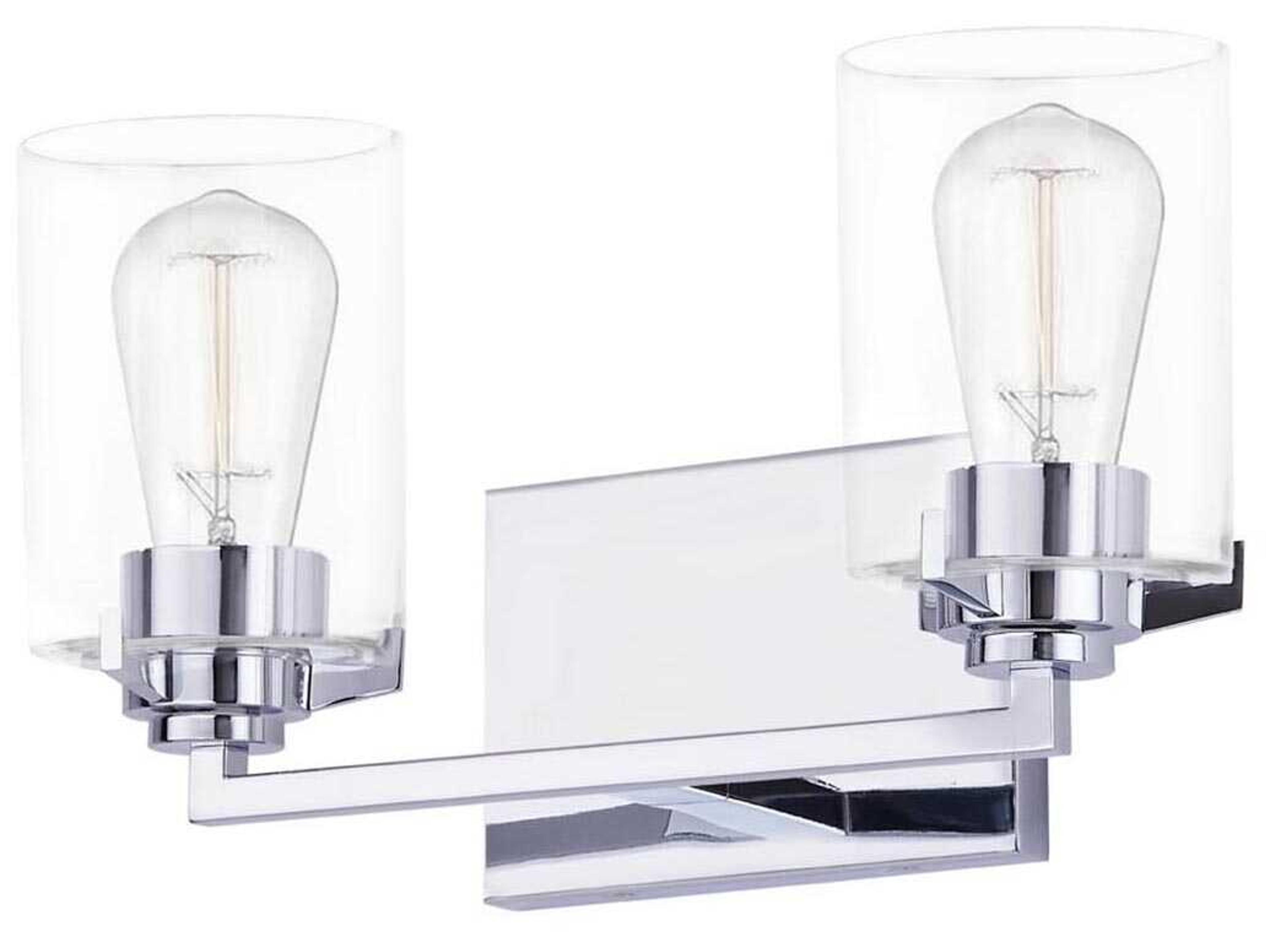 Justice Design Group Fusion 2-Light Polished Chrome Glass Vanity Light