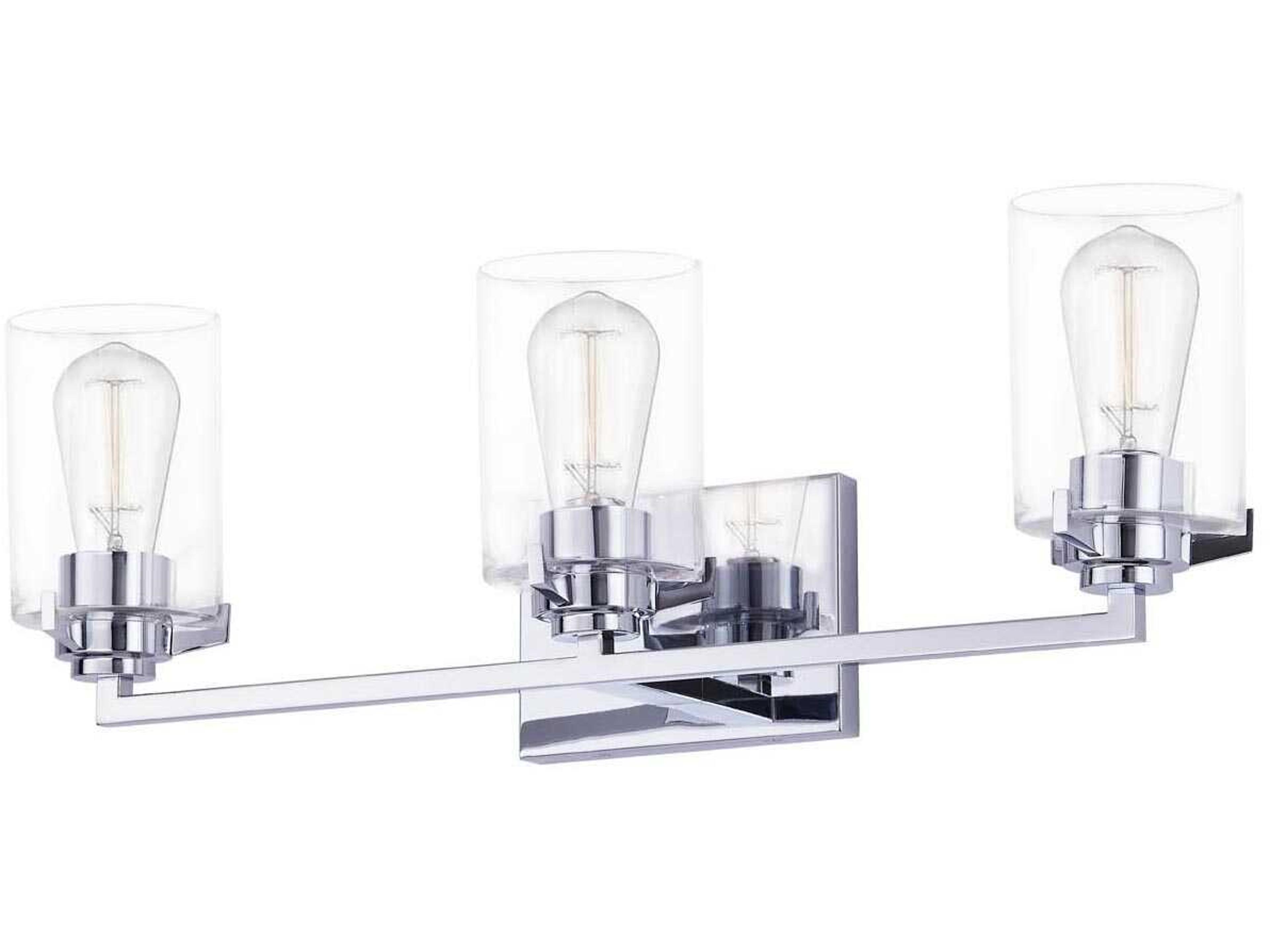Justice Design Group Fusion 3-Light Polished Chrome Glass Vanity Light