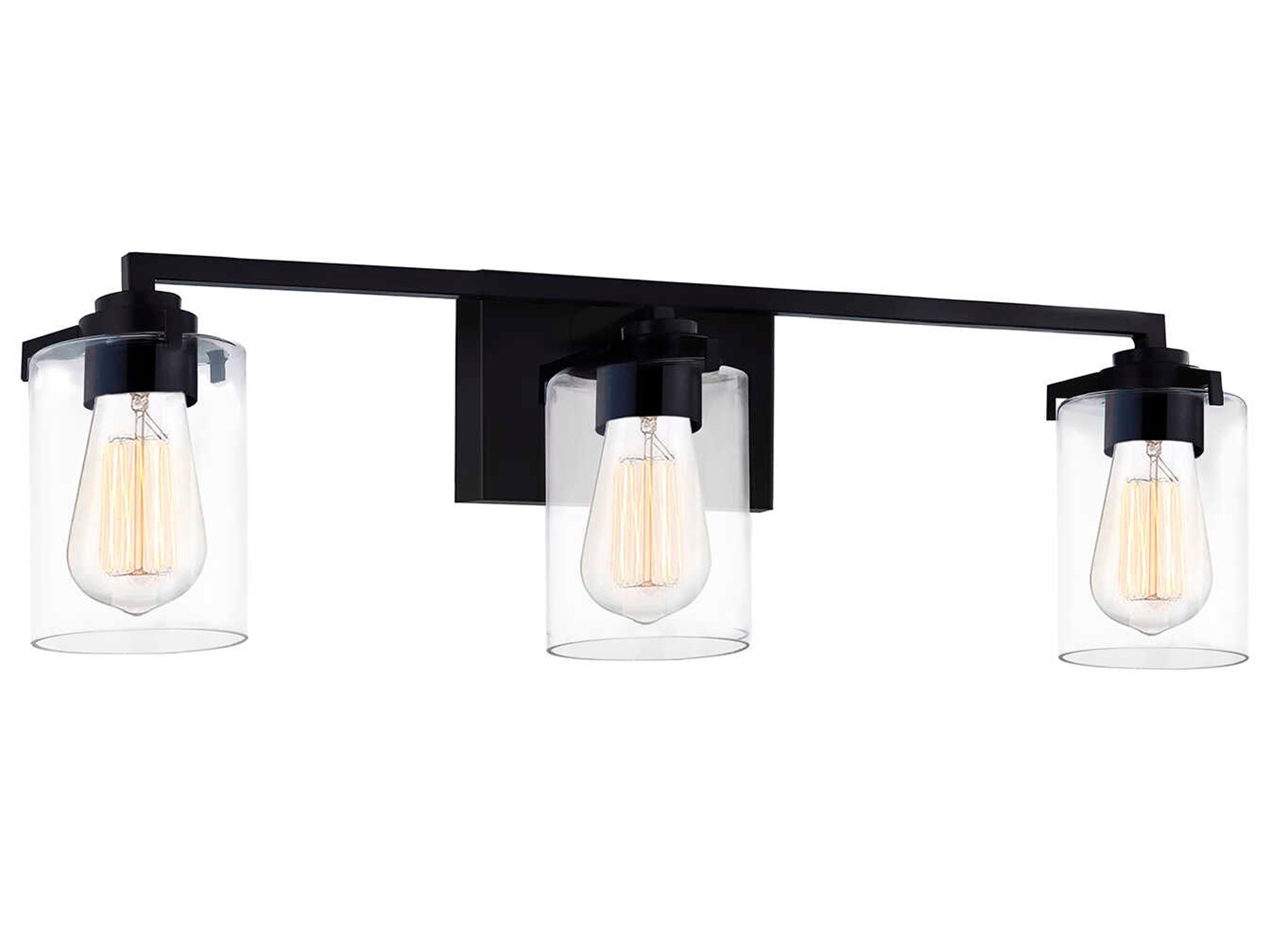 Justice Design Group Fusion 3-Light Matte Black Glass Vanity Light
