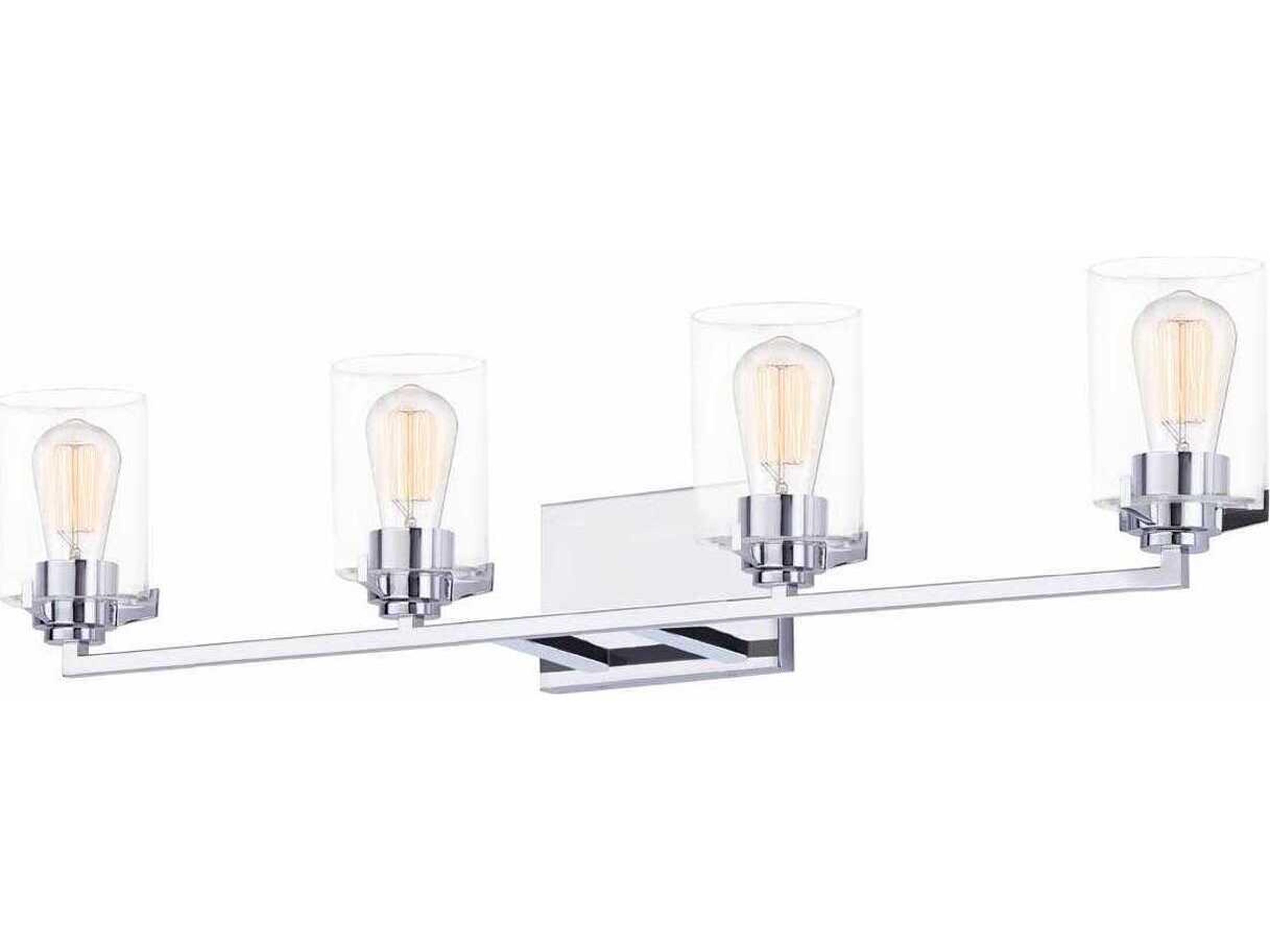 Fusion 4-Light Polished Chrome Glass Vanity Light