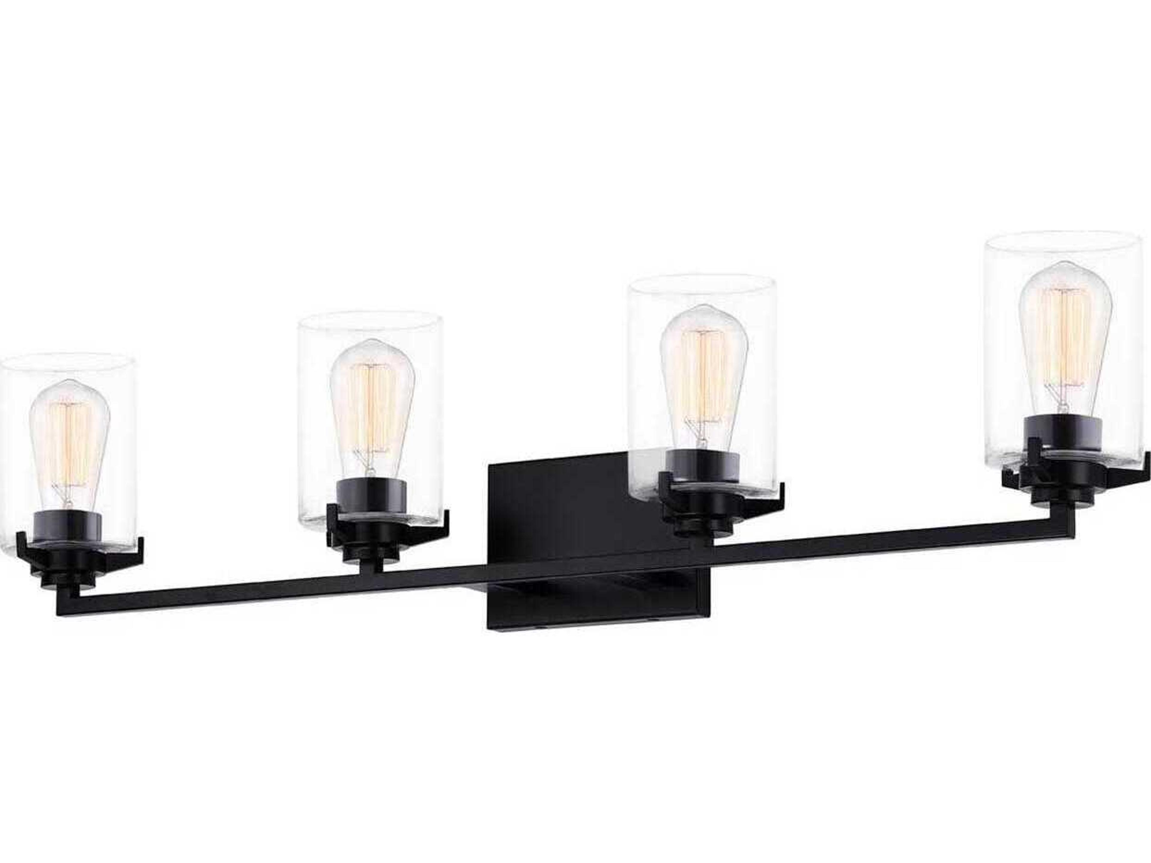 Fusion 4-Light Matte Black Glass Vanity Light