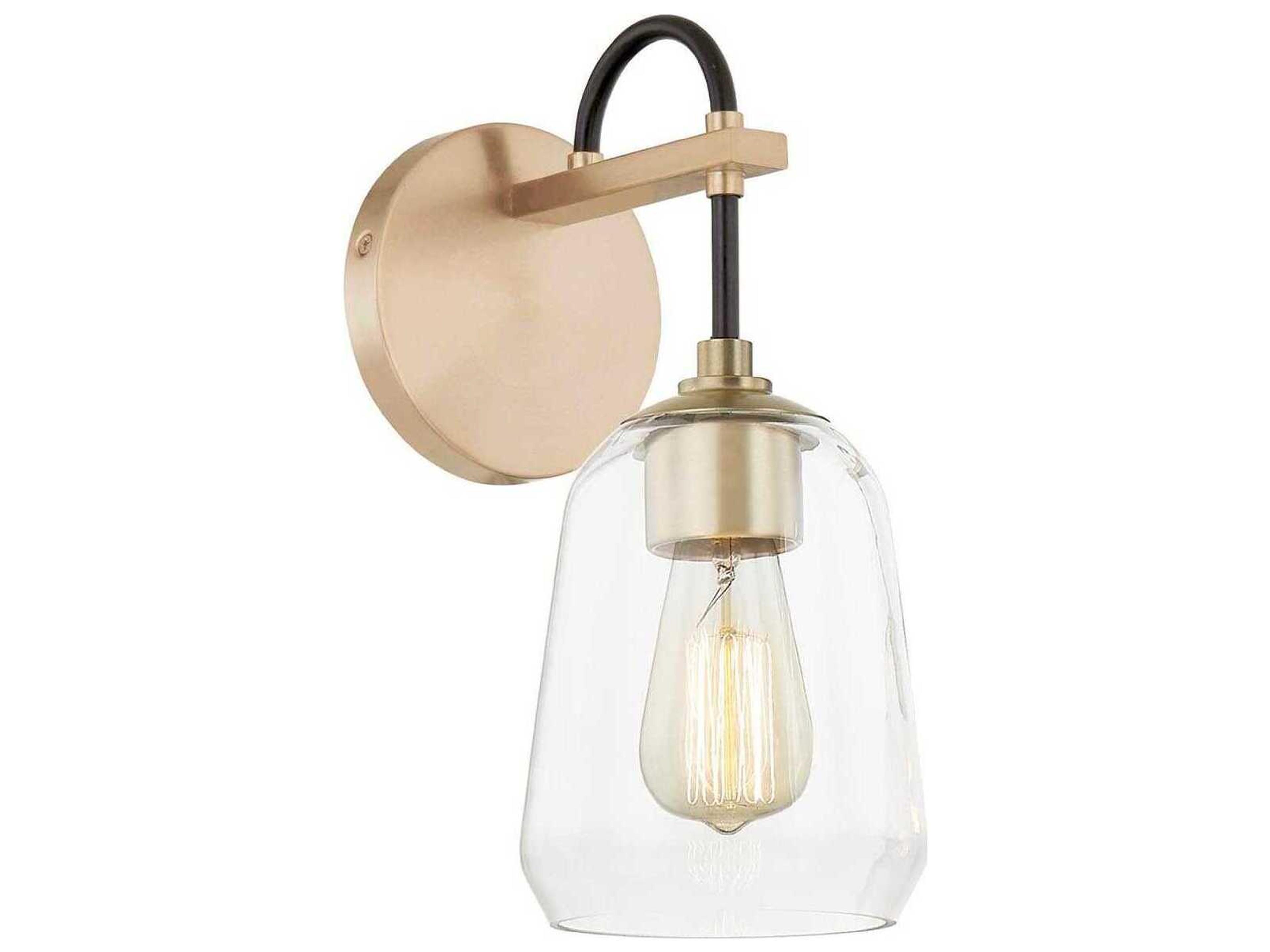 Fusion 1-Light Matte Black Brass Glass Wall Sconce