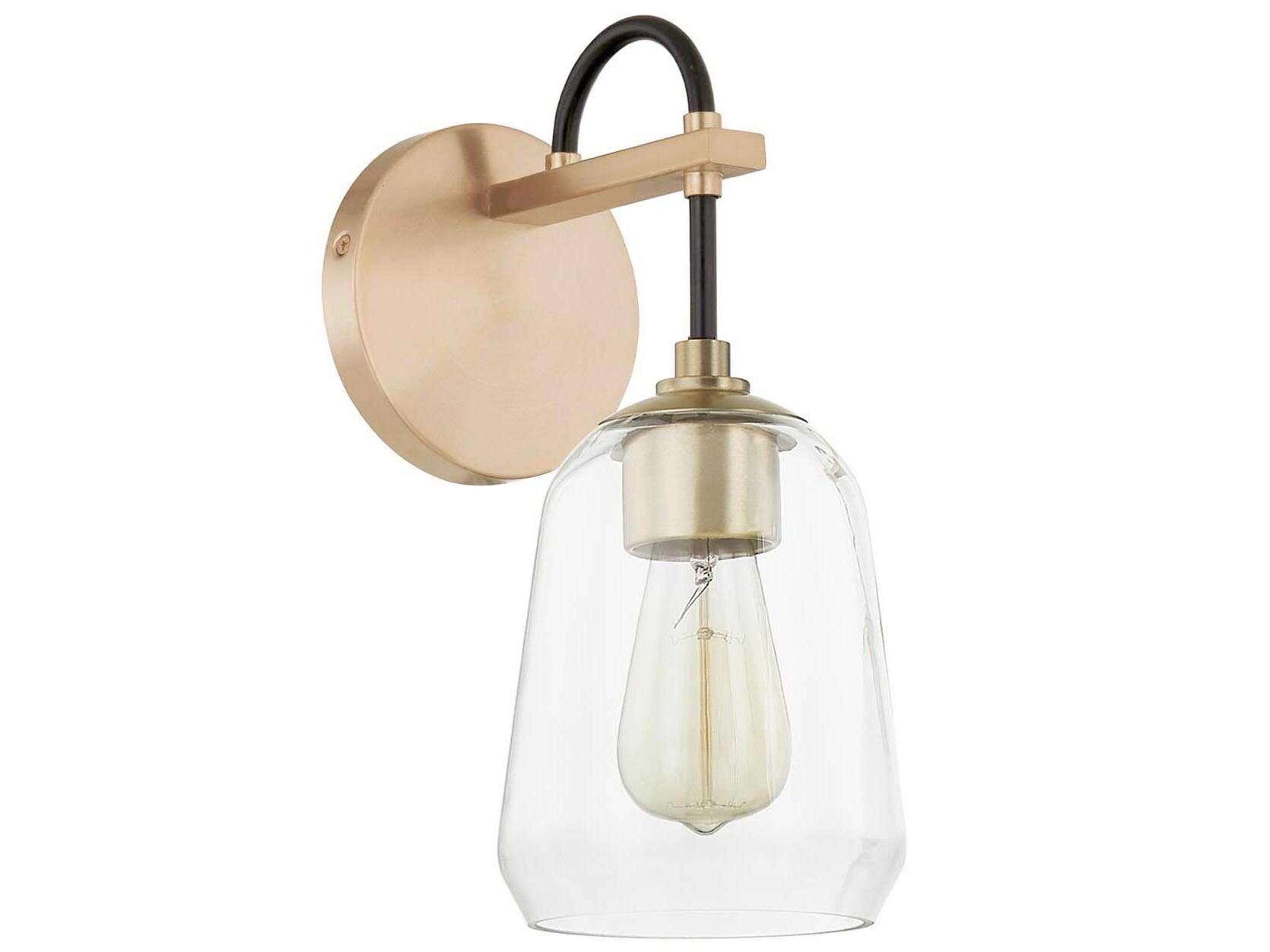 Justice Design Group Fusion 1-Light Matte Black Brass Glass Wall Sconce