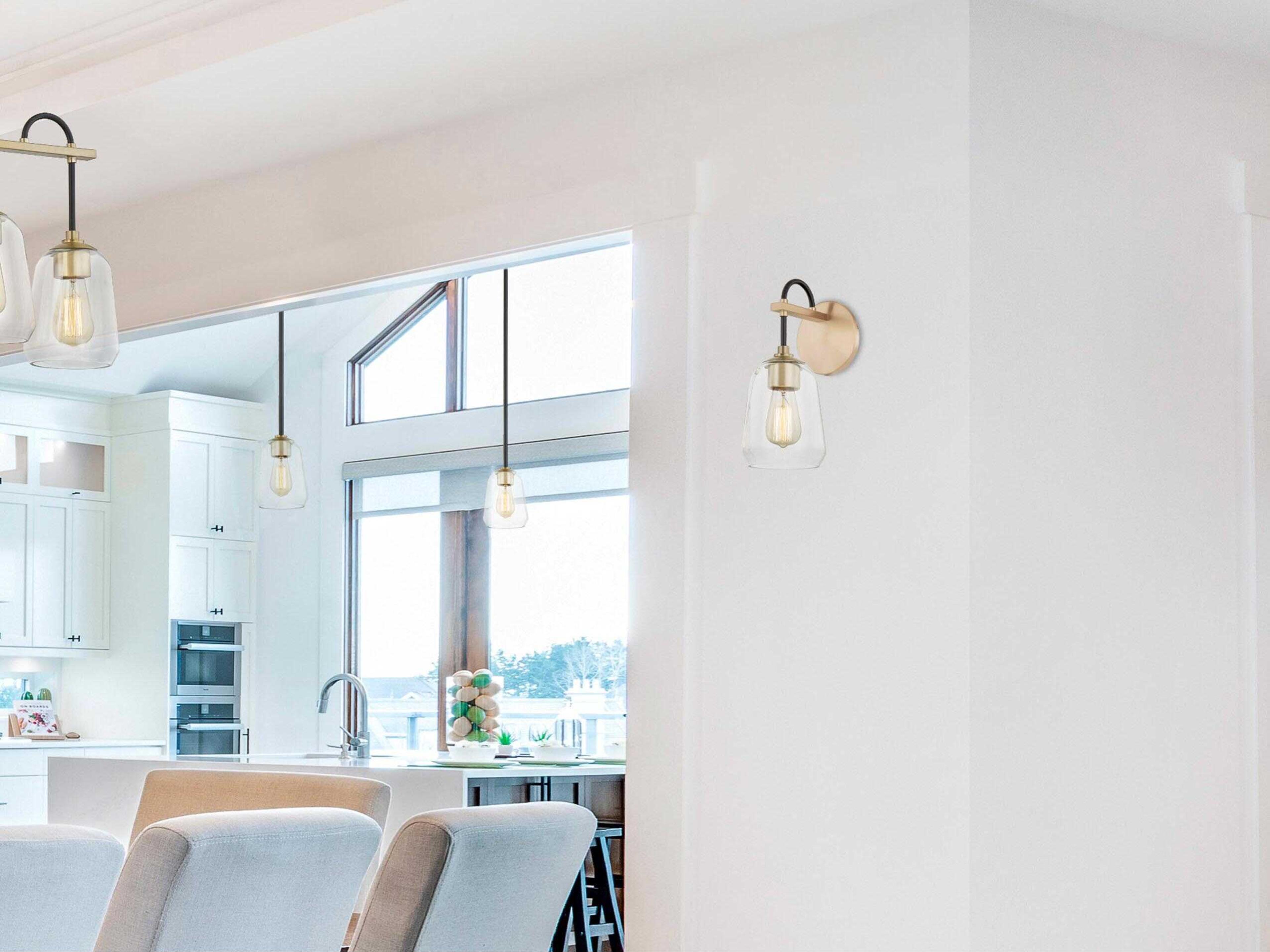 Justice Design Group Fusion 1-Light Matte Black Brass Glass Wall Sconce