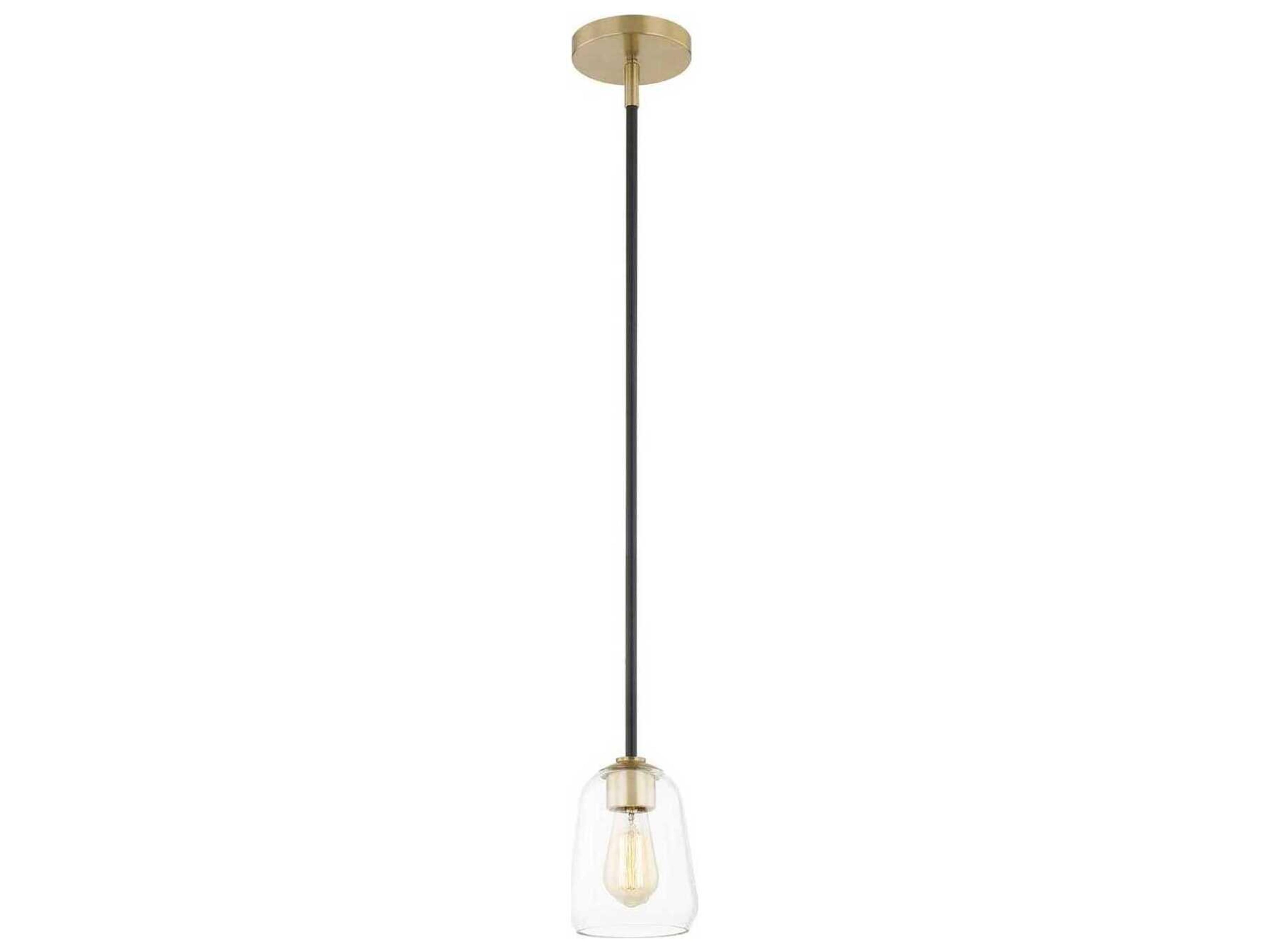 Fusion 1-Light Matte Black Brass Glass Bell Mini Pendant