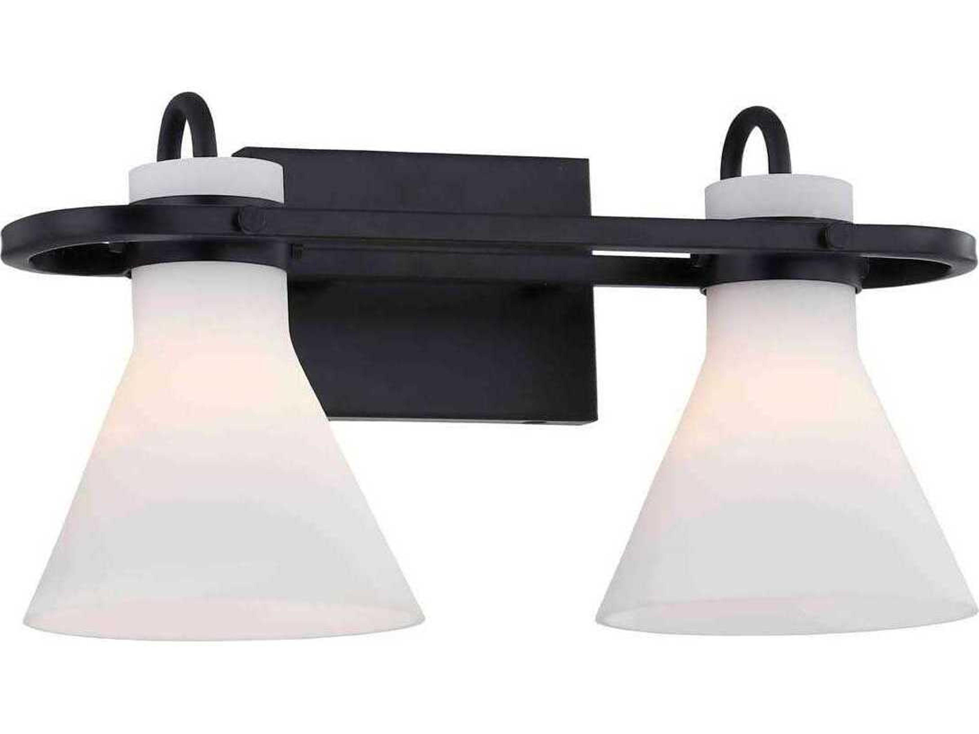 Fusion 2-Light Matte Black Glass Vanity Light