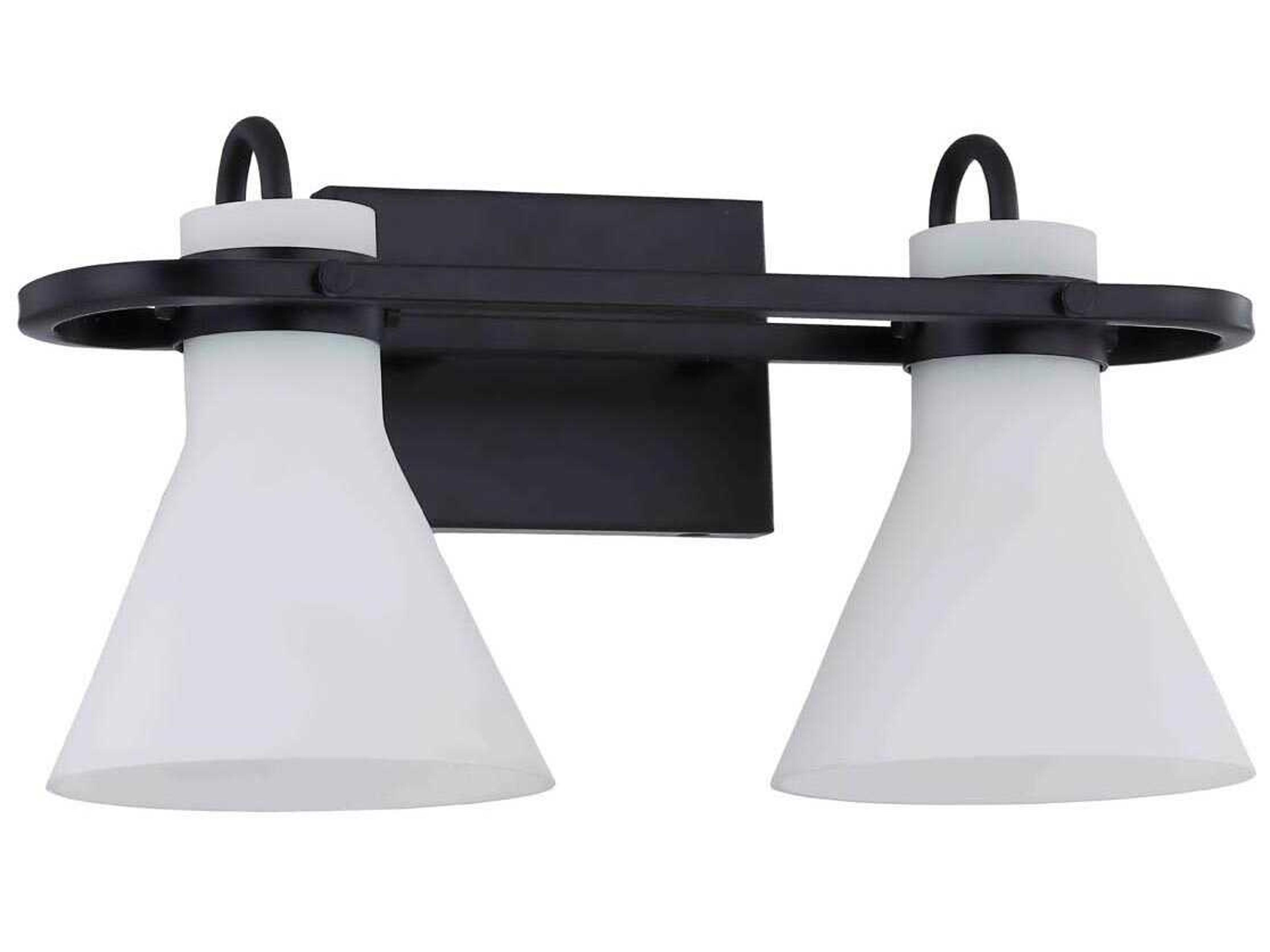 Justice Design Group Fusion 2-Light Matte Black Glass Vanity Light