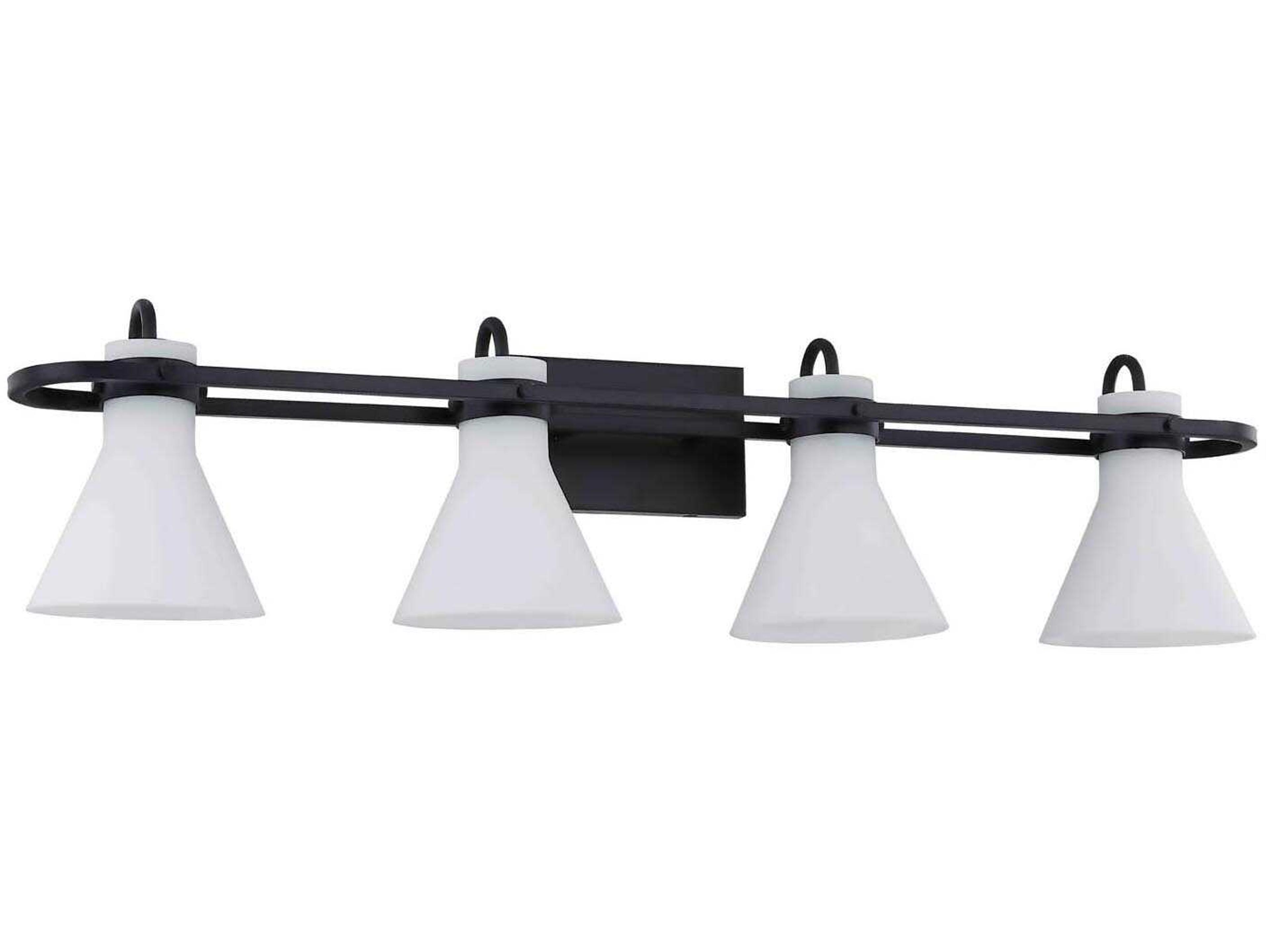 Justice Design Group Fusion 4-Light Matte Black Glass Vanity Light