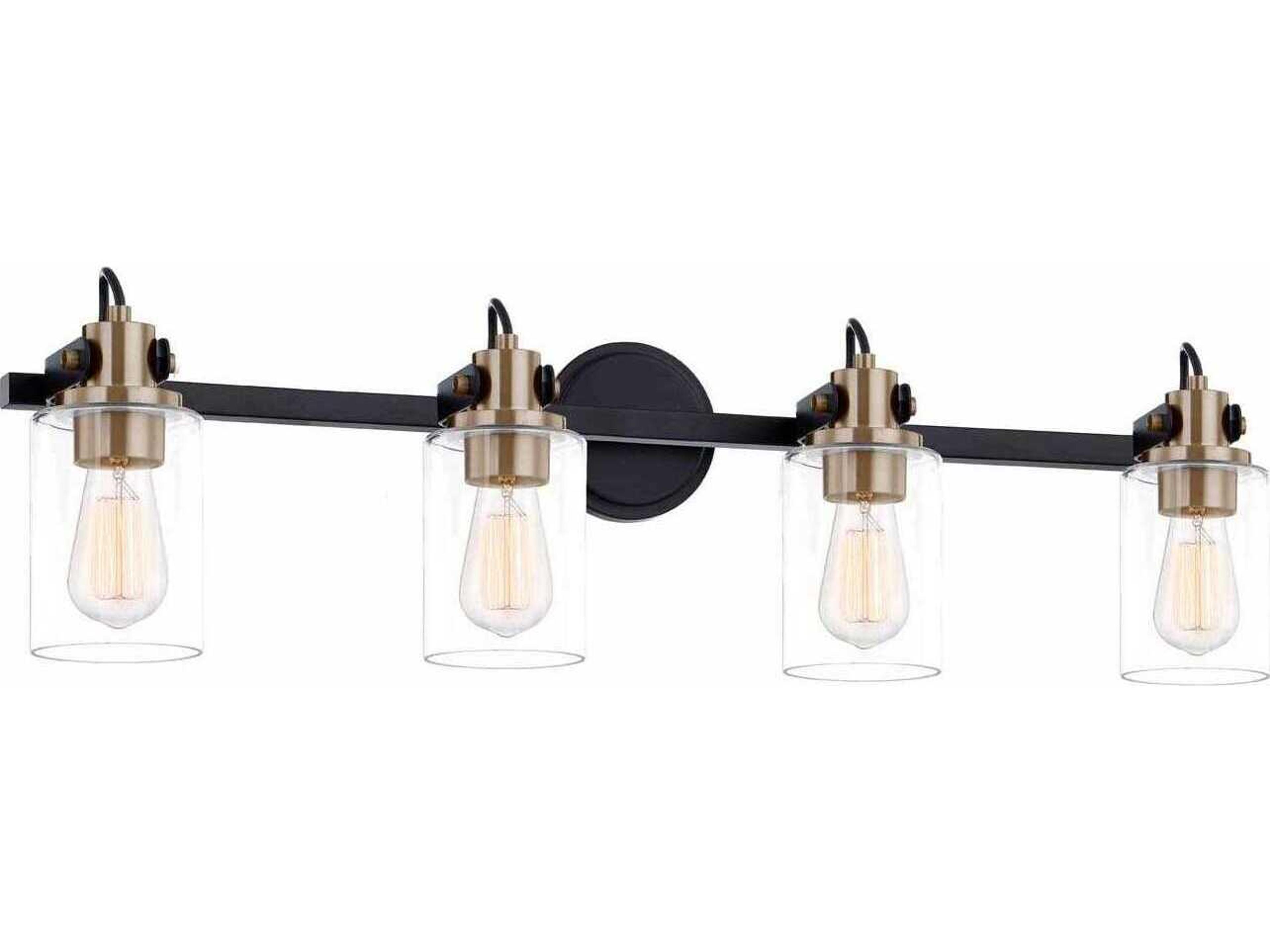 Fusion 4-Light Matte Black Brass Glass Vanity Light